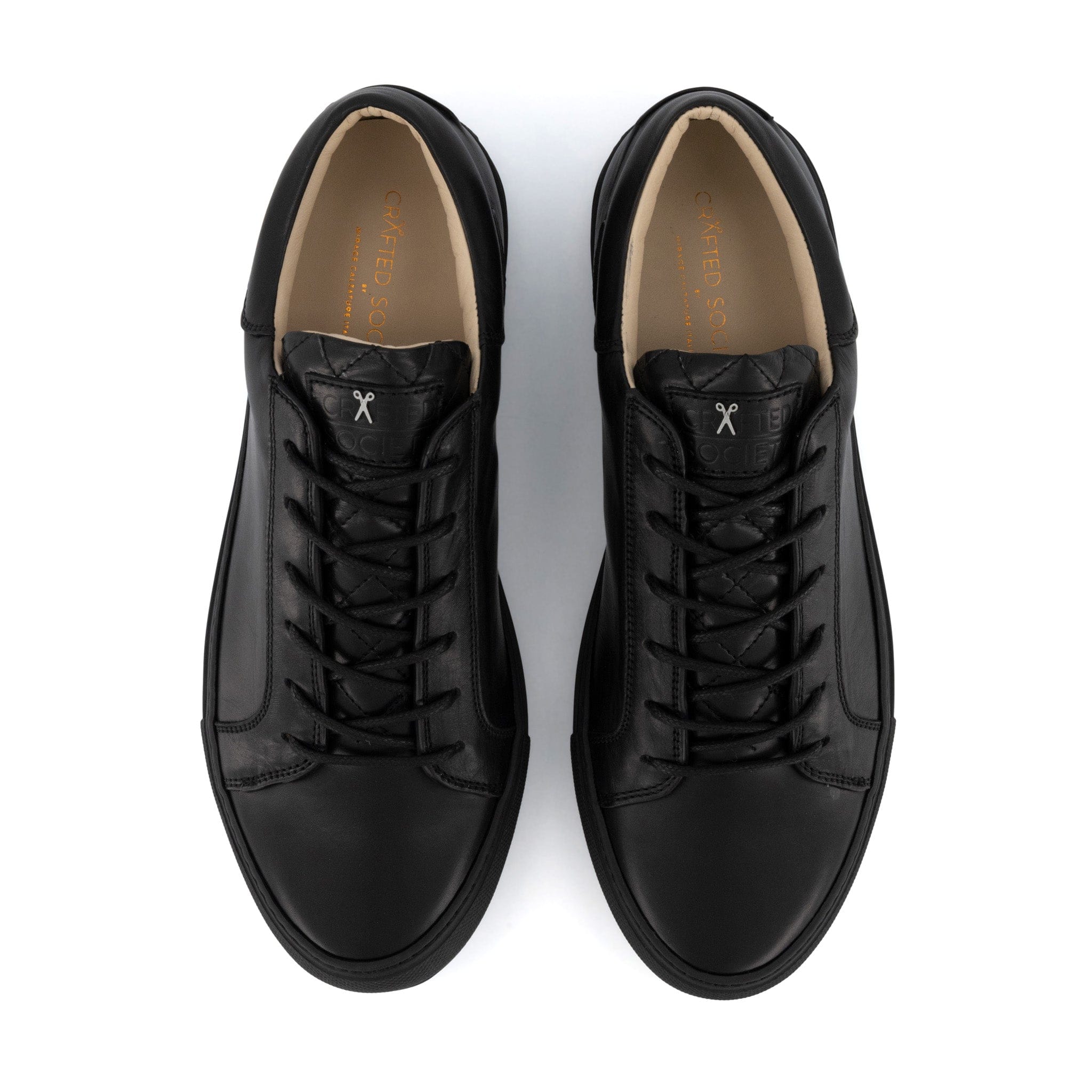 Mario Low Refined Sneaker | Black Full Grain Leather | Black Outsole | Made in Italy