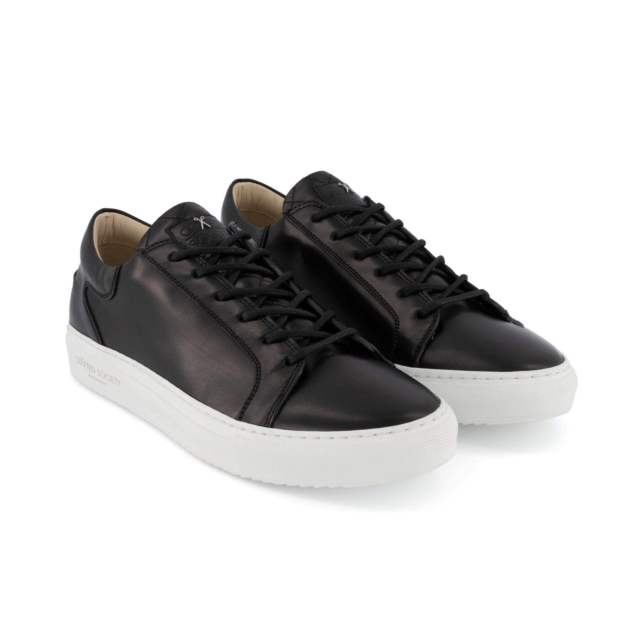 Mario Low Refined Sneaker | Black Full Grain Leather | White Outsole | Made in Italy