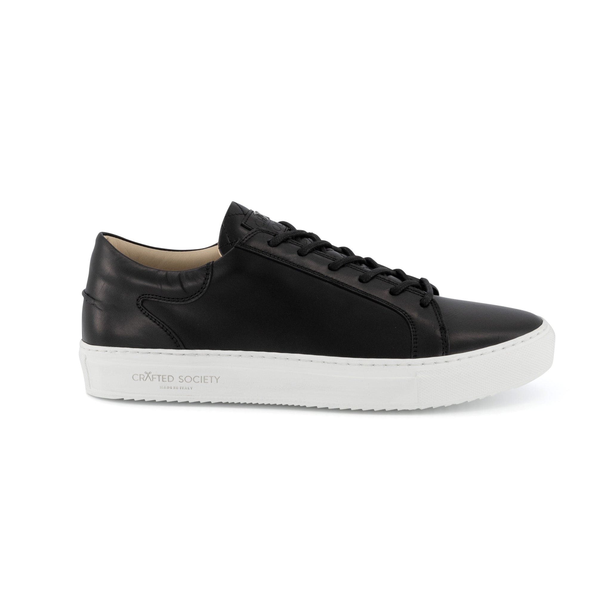 Mario Low Refined Sneaker | Black Full Grain Leather | White Outsole | Made in Italy | Sizes 40 & 41