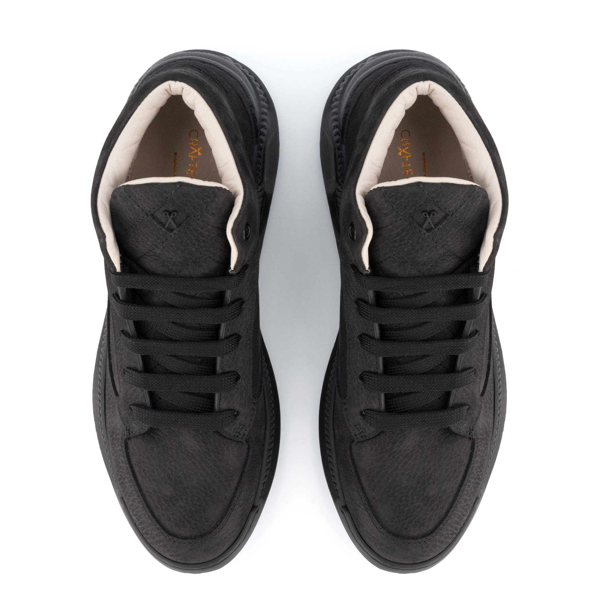 Dante Mid Top Sneaker - Black Nubuck Italian Leather | Made in Italy