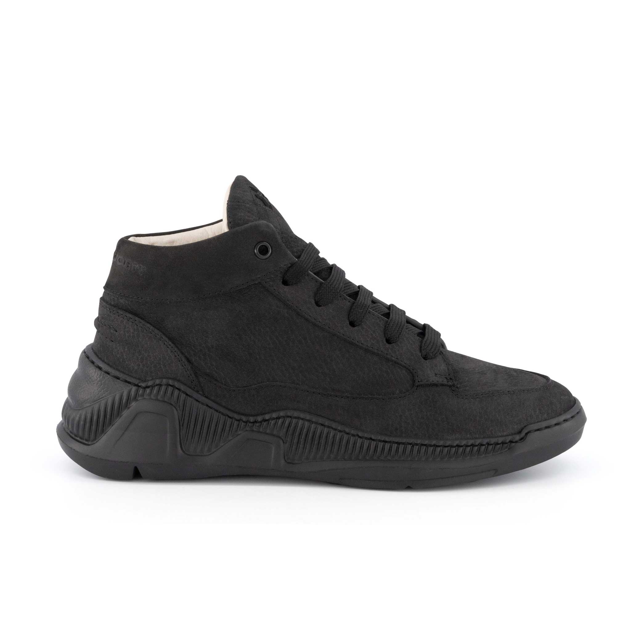 Dante Mid Top Sneaker - Black Nubuck Italian Leather | Made in Italy