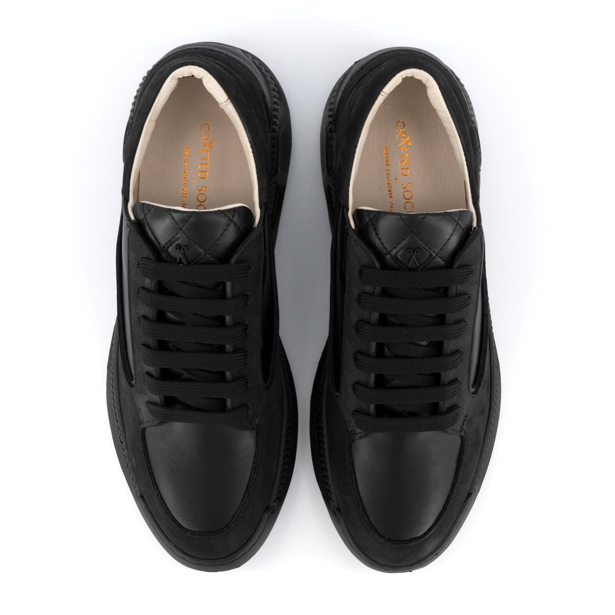 Nesto Low Top Italian Leather Sneaker | All Black | Black Outsole | Made in Italy