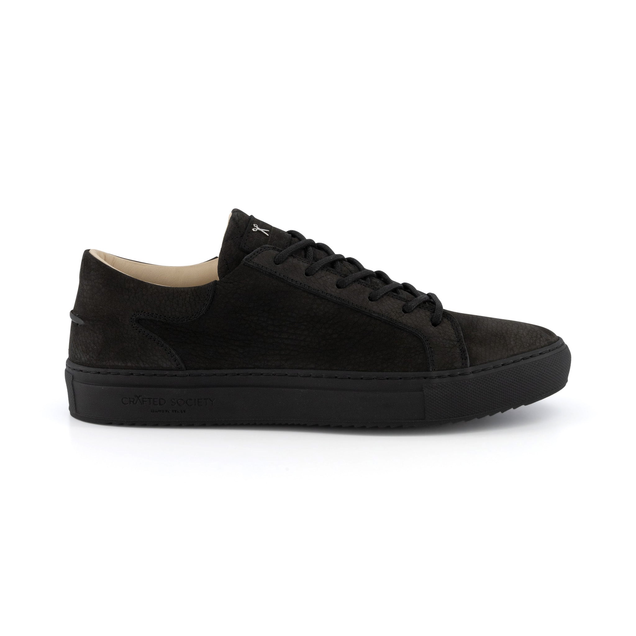 Mario Low Refined Sneaker | Black Nubuck | Black Outsole | Made in Italy