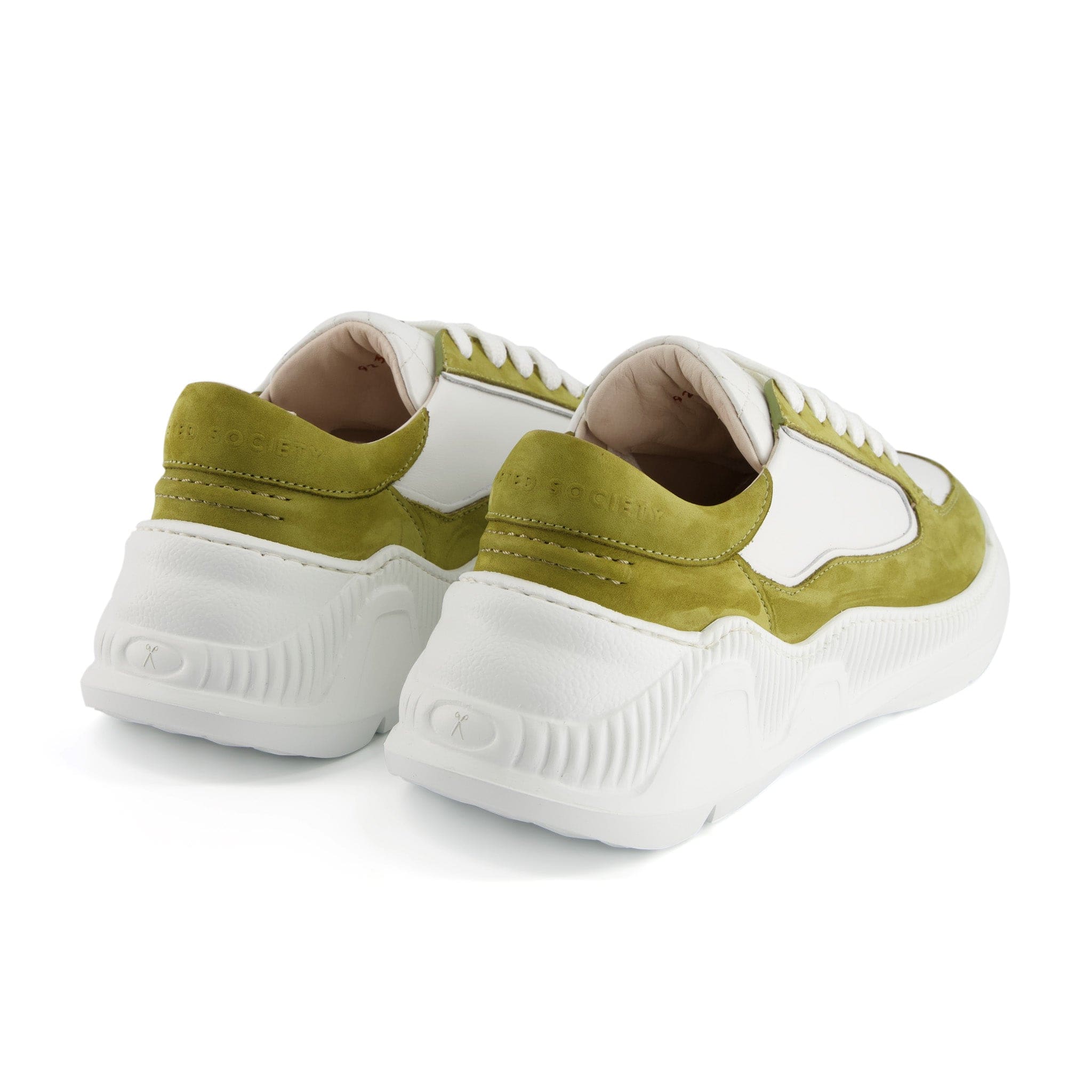 Nesto Low Top Italian Leather Sneaker | Light Olive and White | Made in Italy