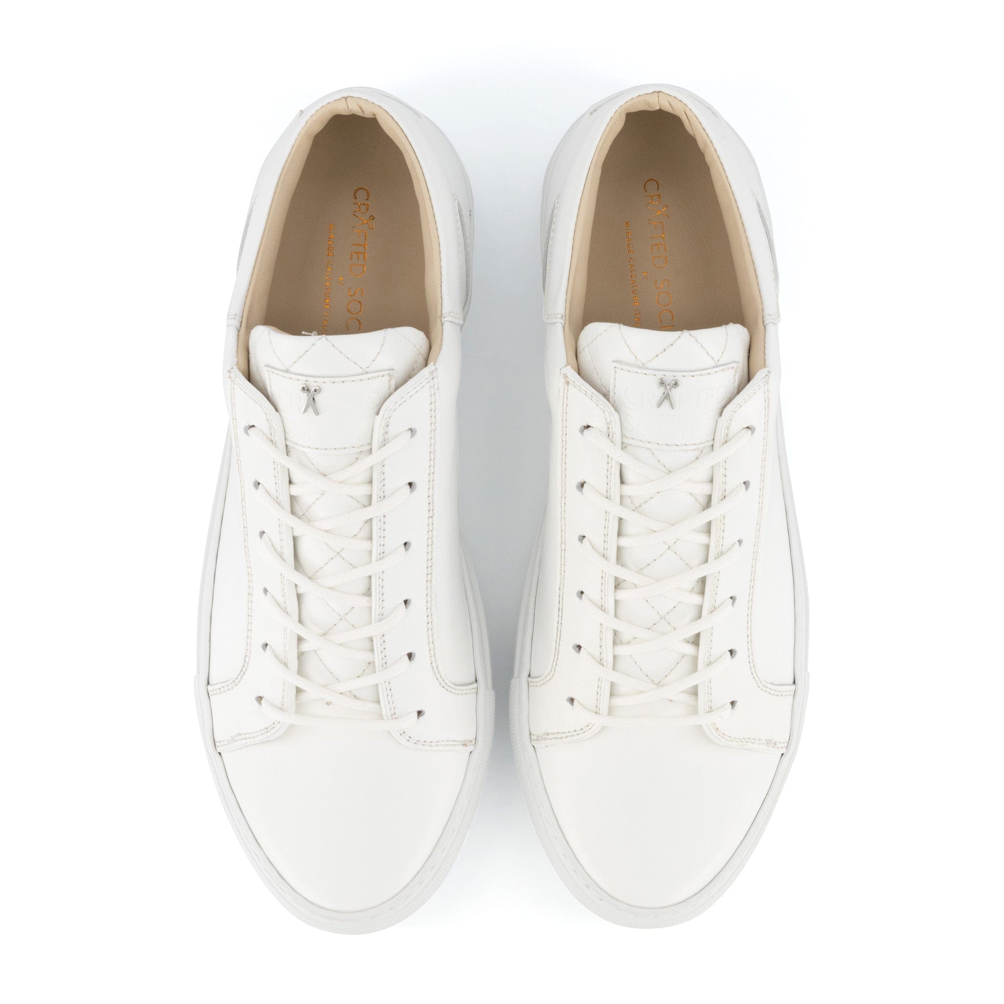 Mario Low Refined Sneaker | White Full Grain Leather | White Outsole | Made in Italy