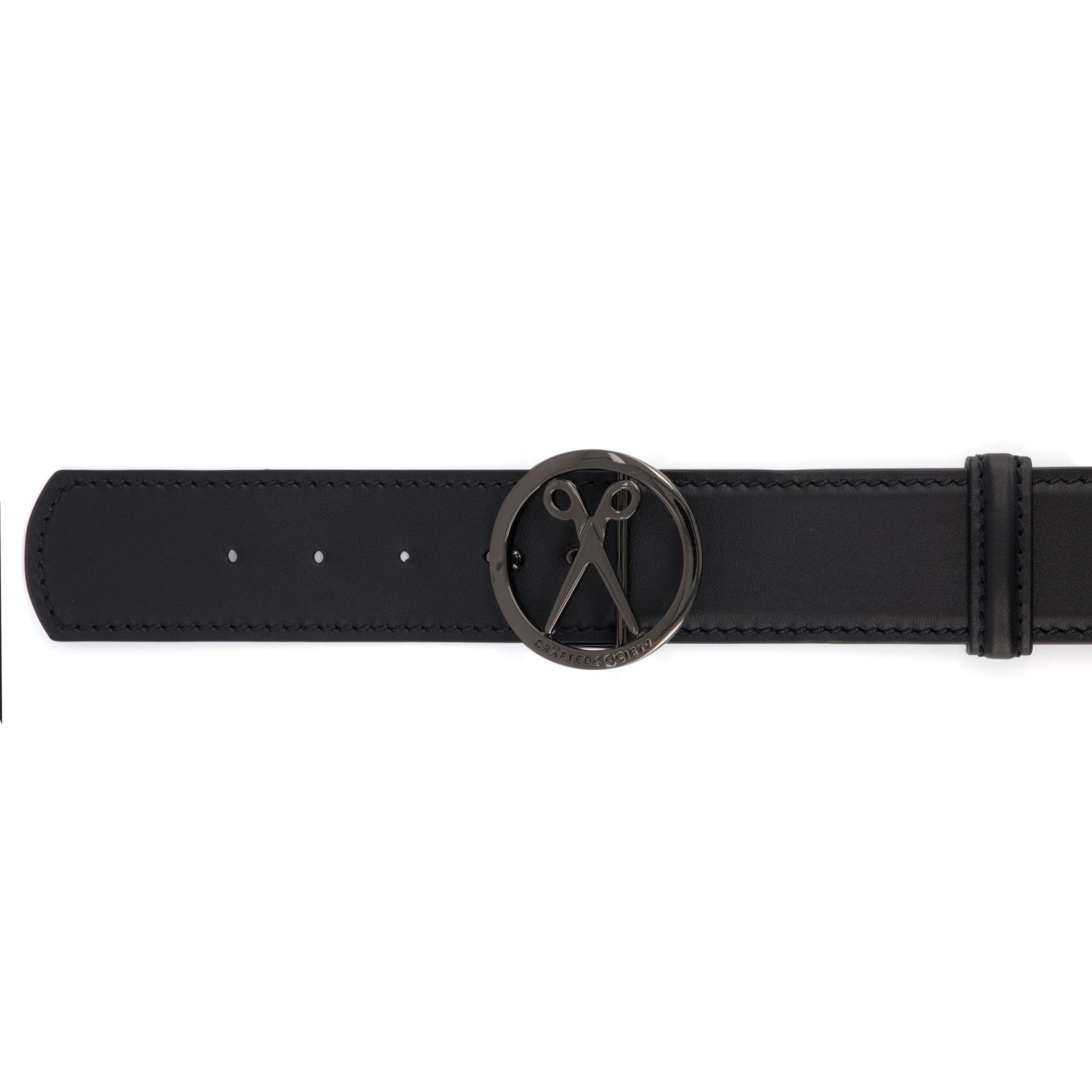 Black Nappa Leather Belt | 4.0cm | 2 Buckles | Made in Italy