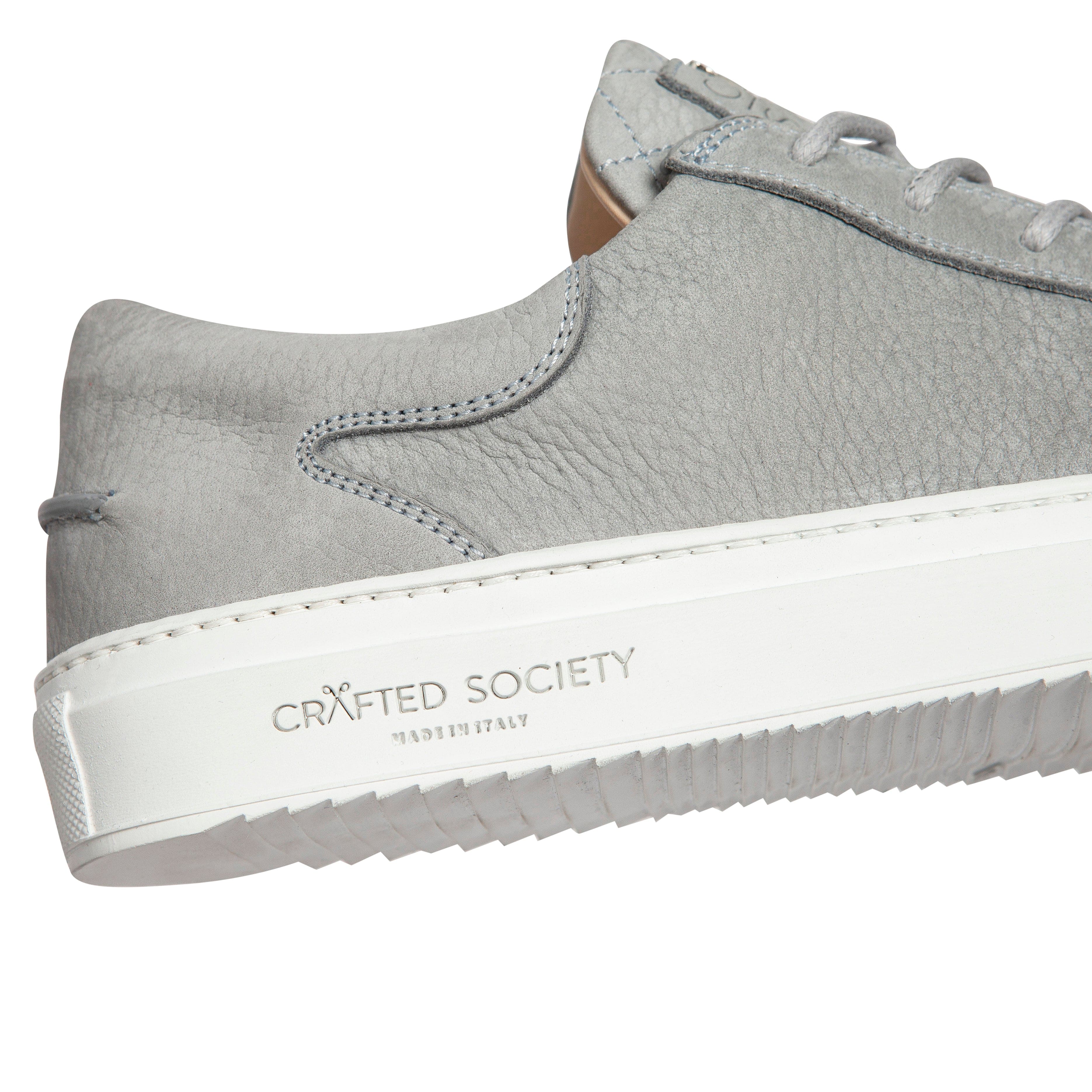 Mario Low Refined Sneaker | Light Grey Nubuck | White Outsole | Made in Italy