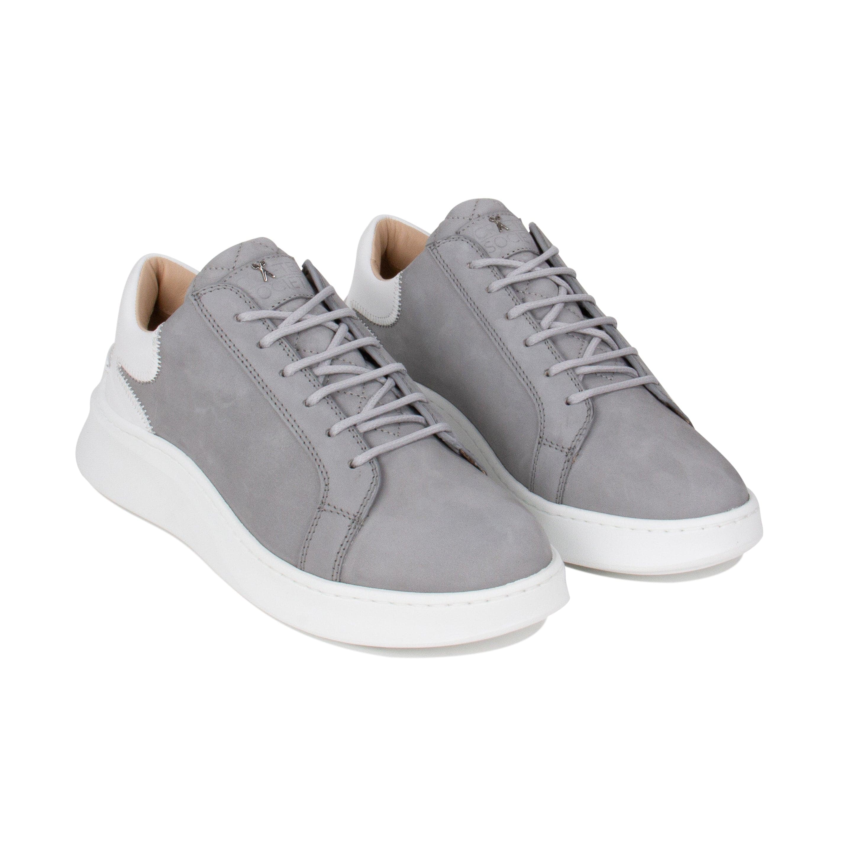 Matteo Low chunky Sneaker | Grey Nubuck Leather | White Outsole | Made in Italy