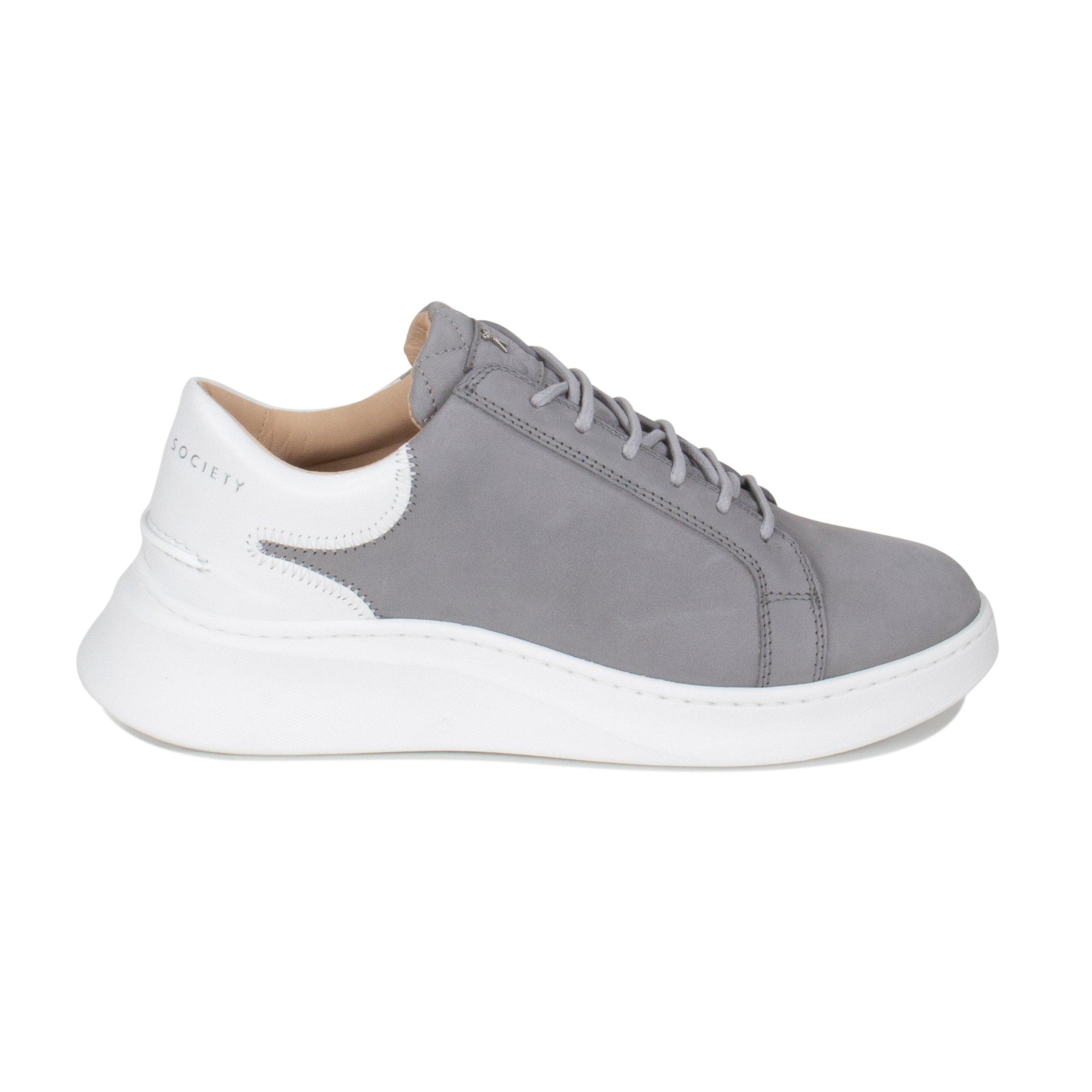 Matteo Low chunky Sneaker | Grey Nubuck Leather | White Outsole | Made in Italy