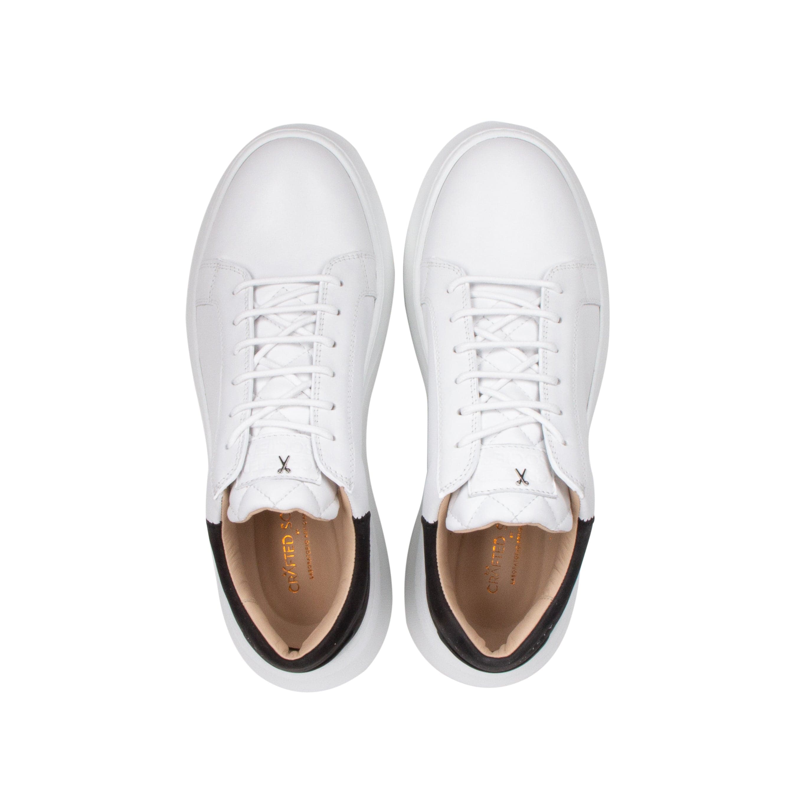 Matteo Low Top Sneaker | White & Black Full Grain Leather | White Outsole | Made in Italy