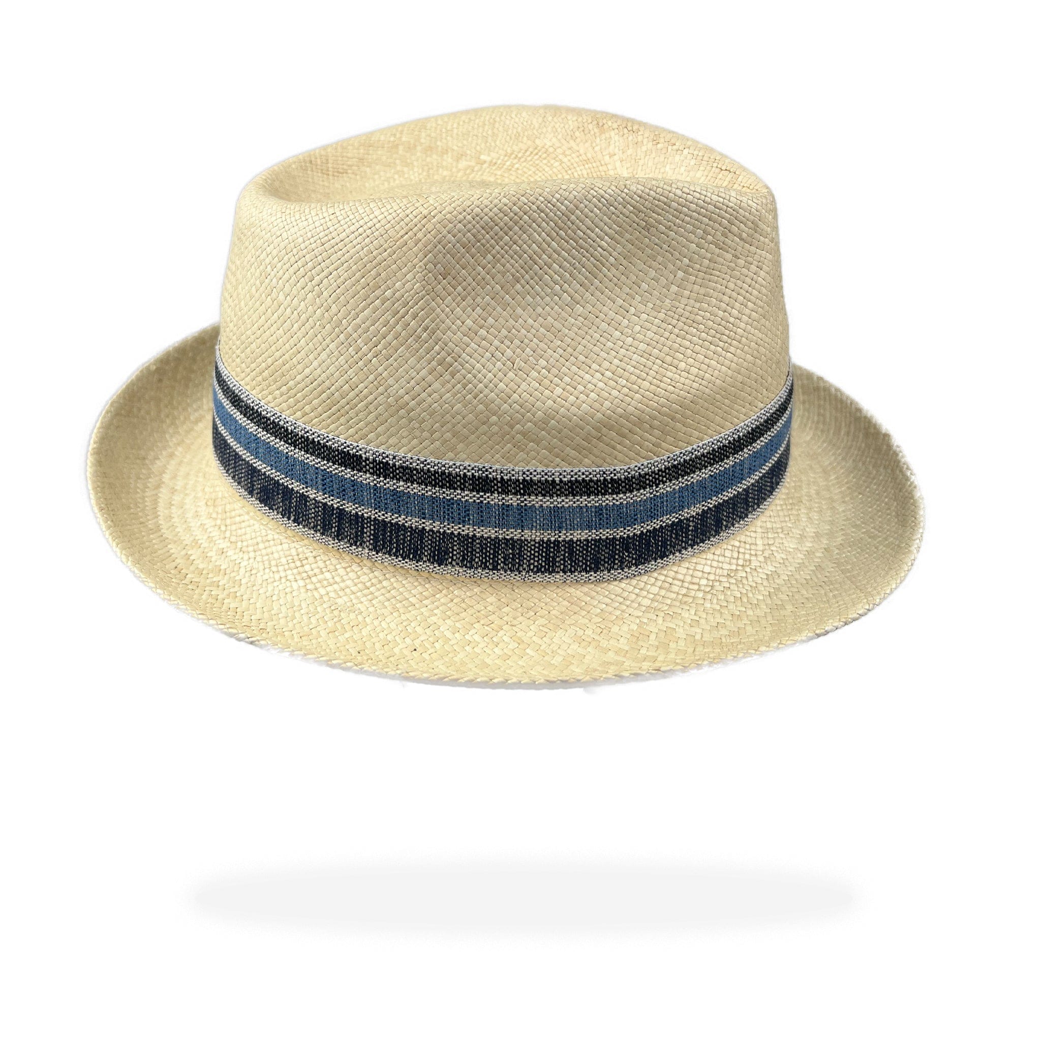 Unisex | Trilby Panama Hat | Natural Toquilla | Blue Multi Band | Made in Italy