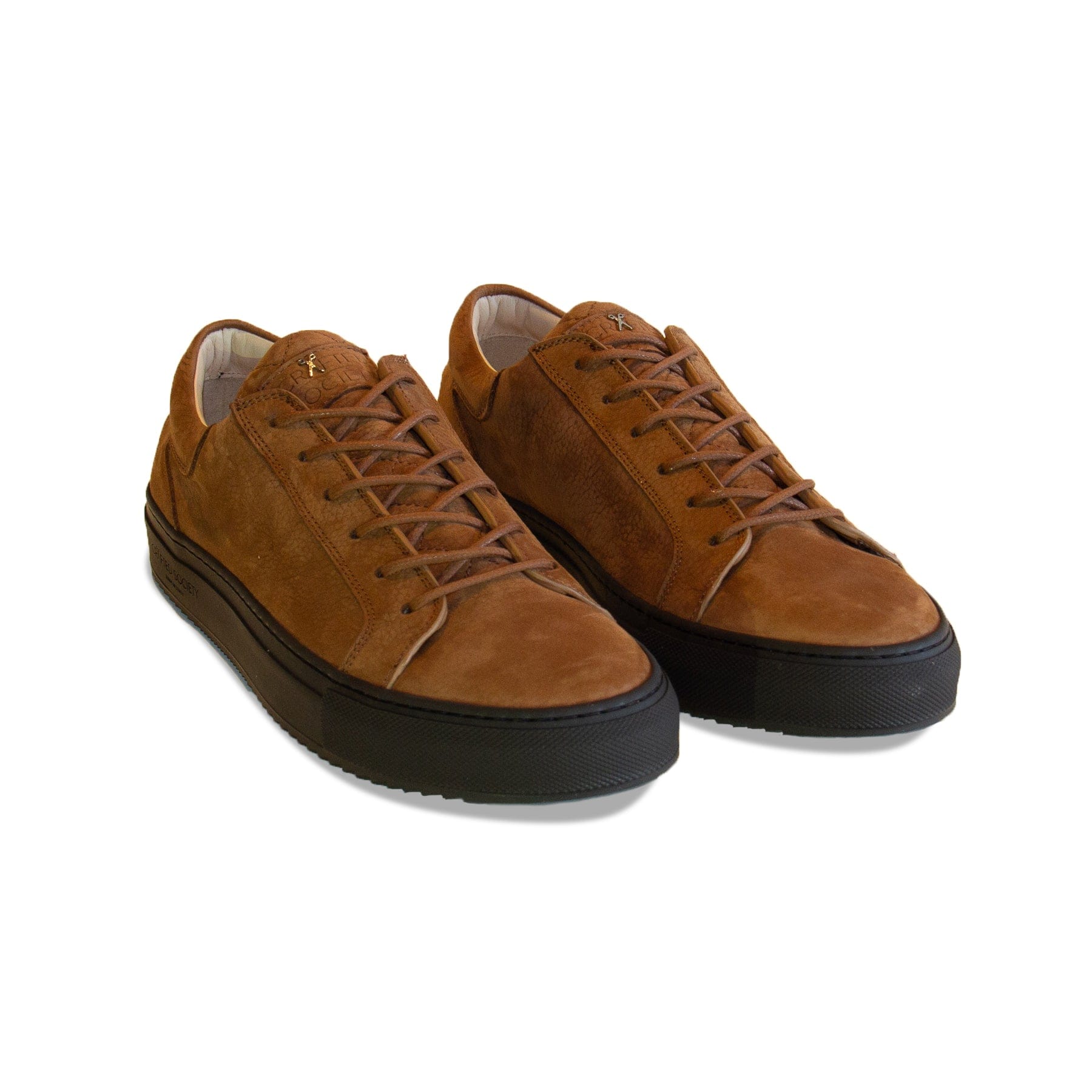 Mario Low Refined Sneaker Cognac Nubuck Chocolate Outsole Frontview