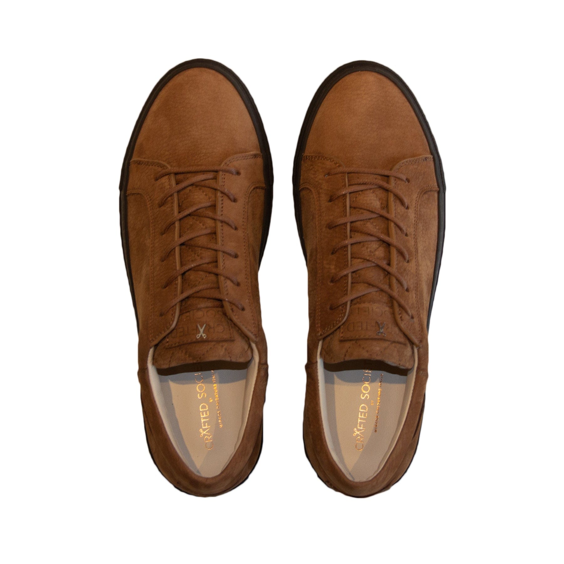 Mario Low Refined Sneaker Cognac Nubuck Chocolate Outsole Aboveview
