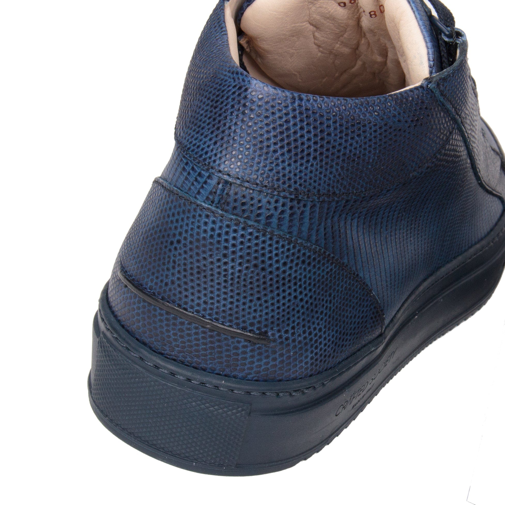 Rico Mid Sneaker Navy Stingray effect Navy Outsole Saffiano Leather - Backview