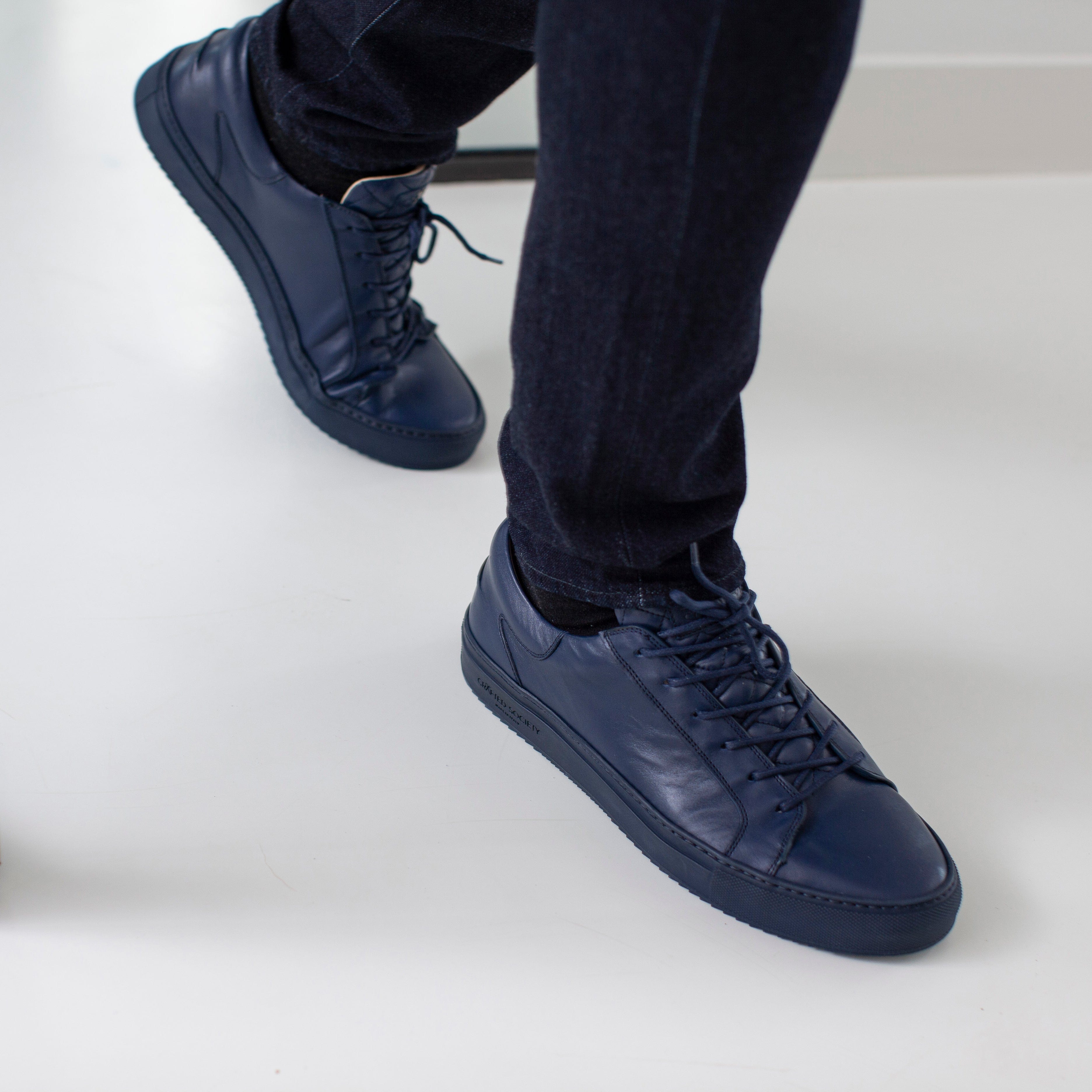 Mario Low Refined Luxury Sneaker - Navy Full Grain Leather / Navy Outsole
