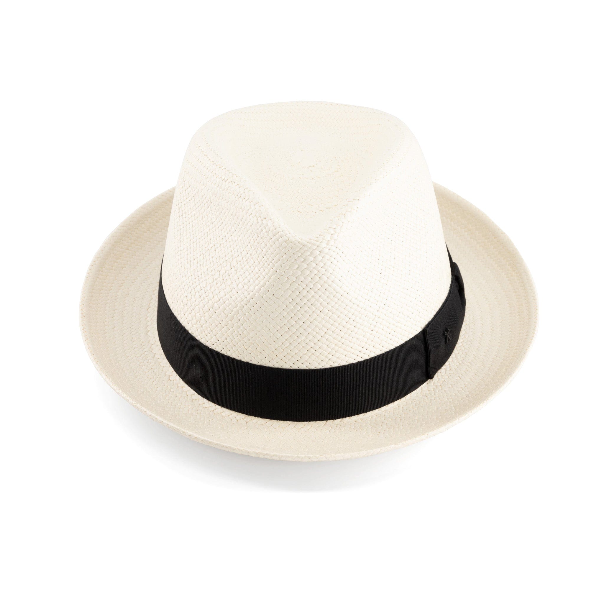 Unisex | Trilby Panama Hat | White Toquilla | Black Band | Made in Italy