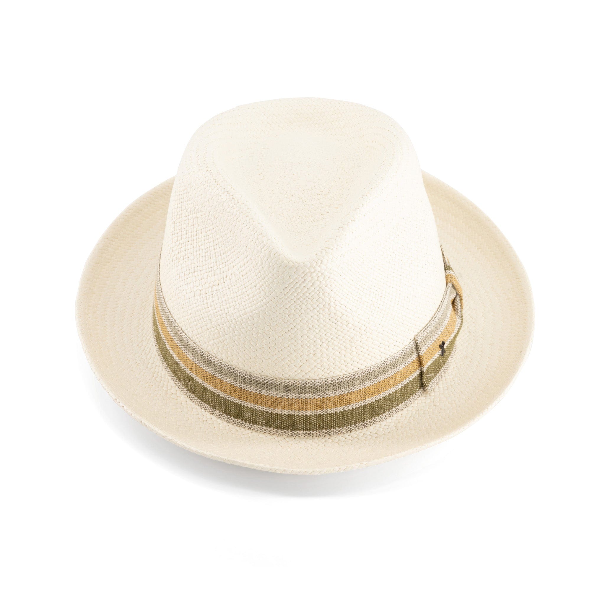 Unisex | Trilby Panama Hat | White Toquilla | Olive Multi Band | Made in Italy
