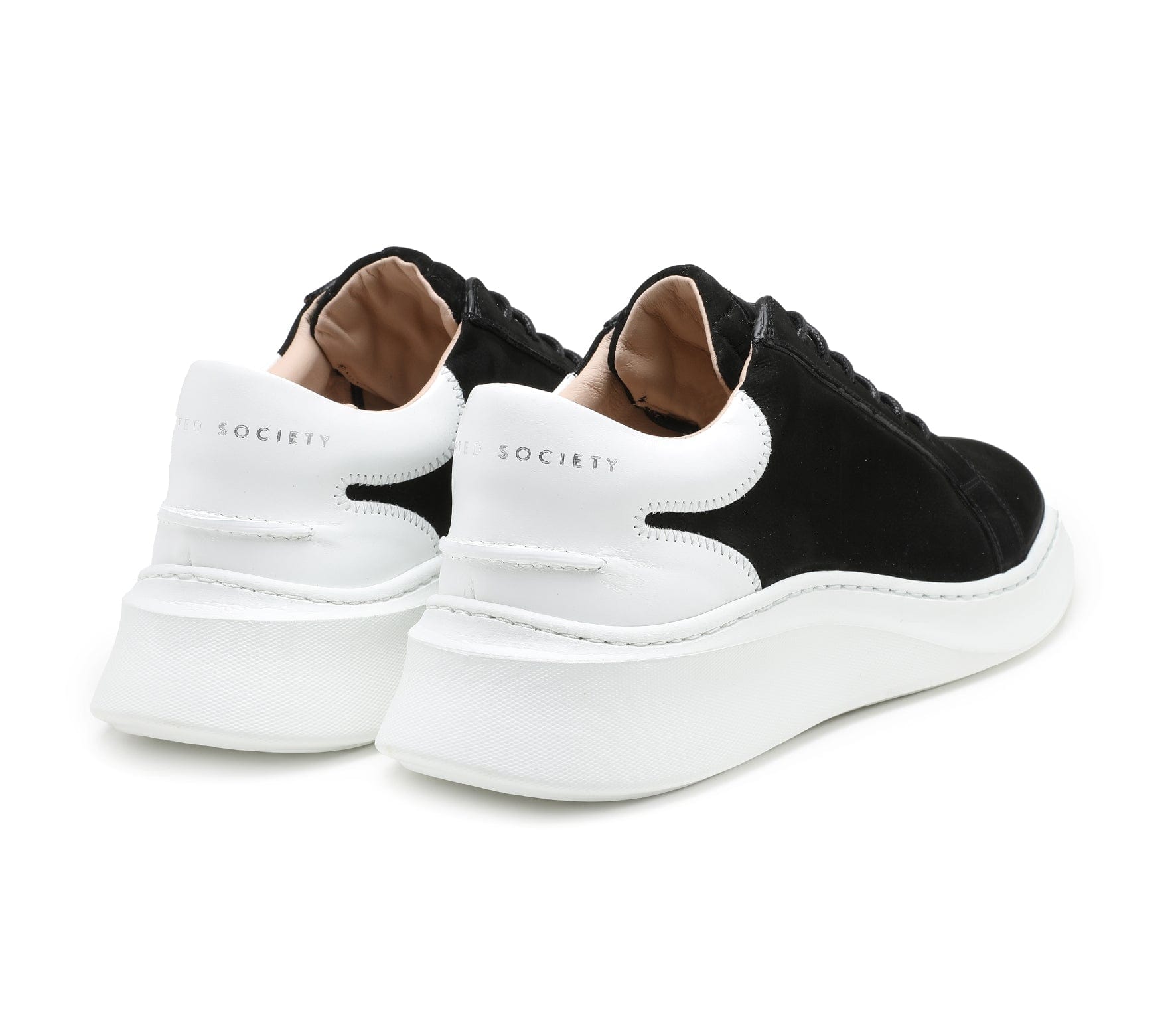 Matteo Low Top Sneaker | Black Nubuck & White Full Grain Leather | White Outsole | Made in Italy