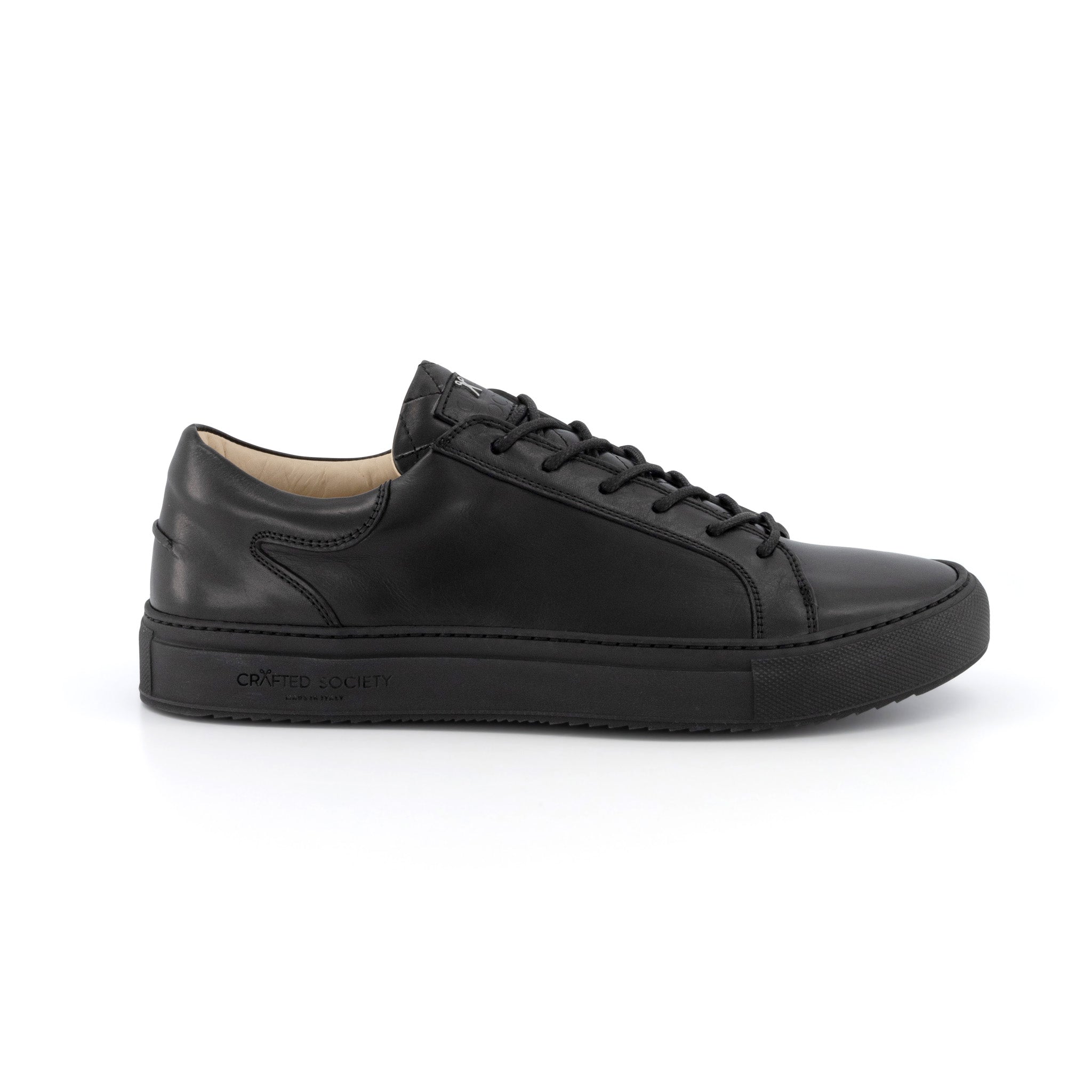 Mario Low Refined Sneaker | Black Full Grain Leather | Black Outsole | Made in Italy