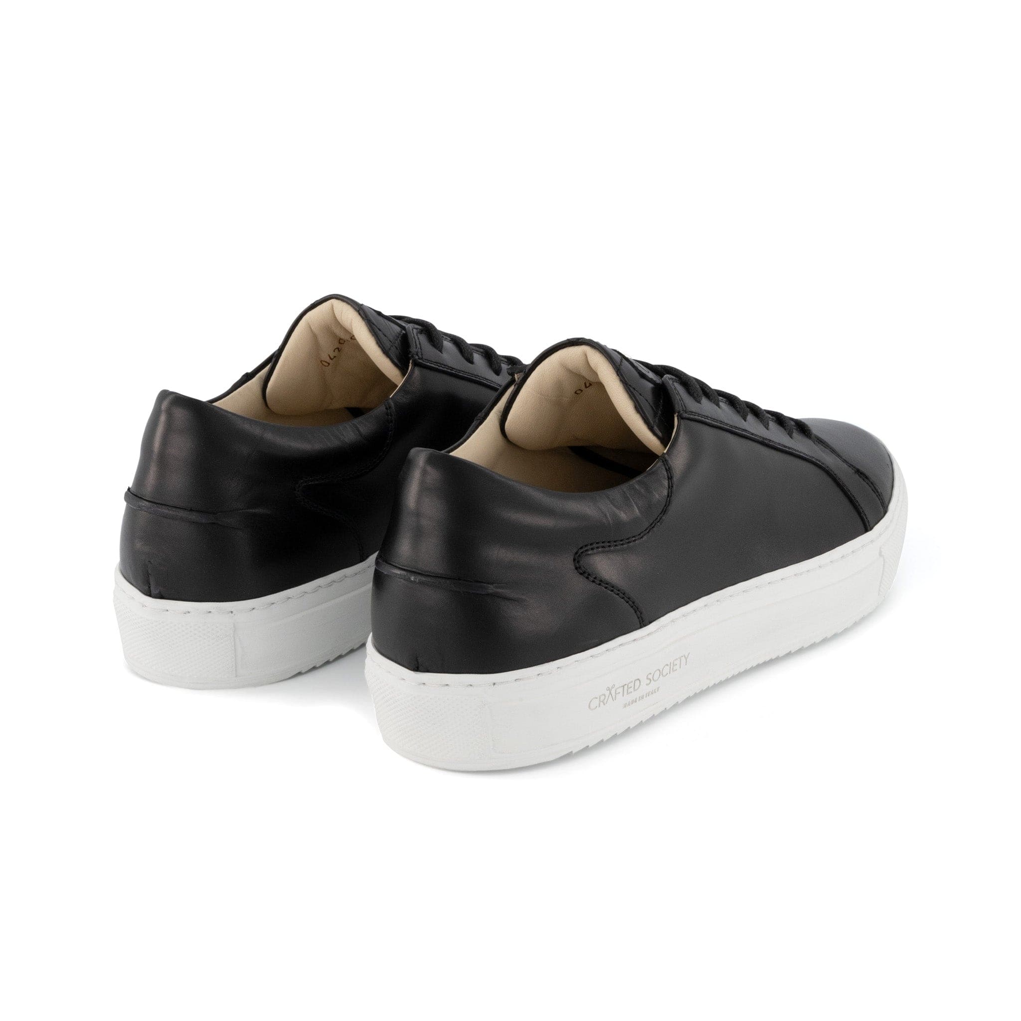 Mario Low Refined Sneaker | Black Full Grain Leather | White Outsole | Made in Italy