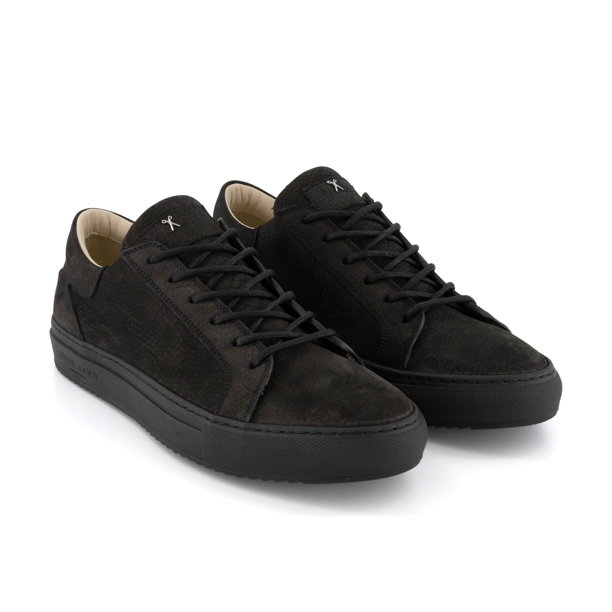 Mario Low Refined Sneaker | Black Nubuck | Black Outsole | Made in Italy | Sizes 39, 40 & 41