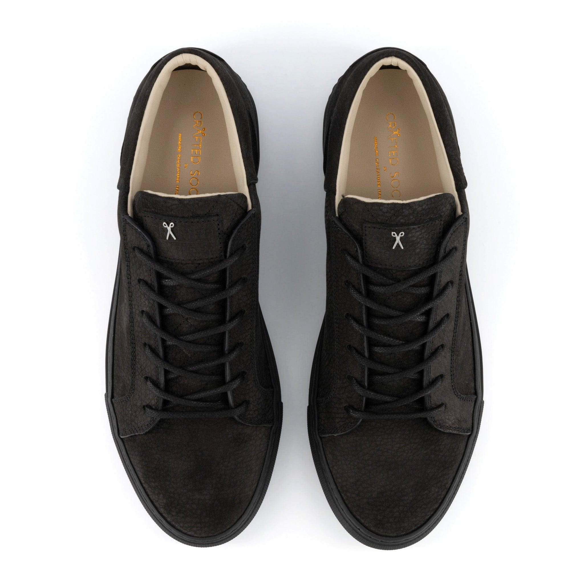 Mario Low Refined Sneaker | Black Nubuck | Black Outsole | Made in Italy