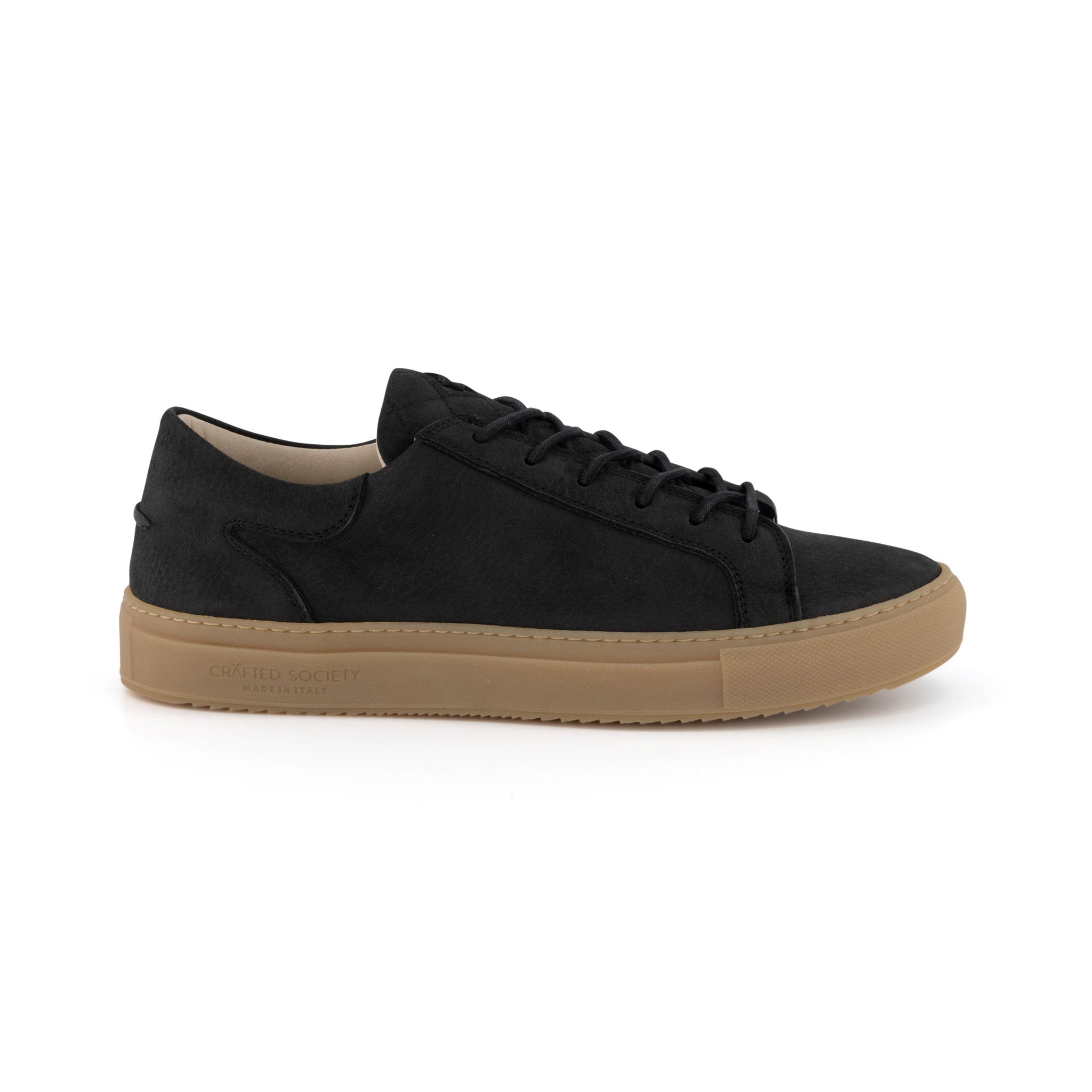 Mario Low Refined Sneaker | Black Nubuck | Gum Rubber Outsole | Made in Italy