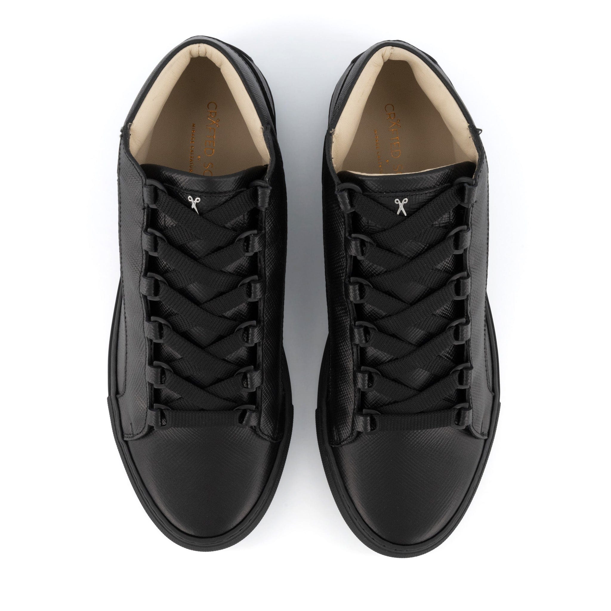 Rico Mid Sneaker | Black Saffiano Leather | Made in Italy