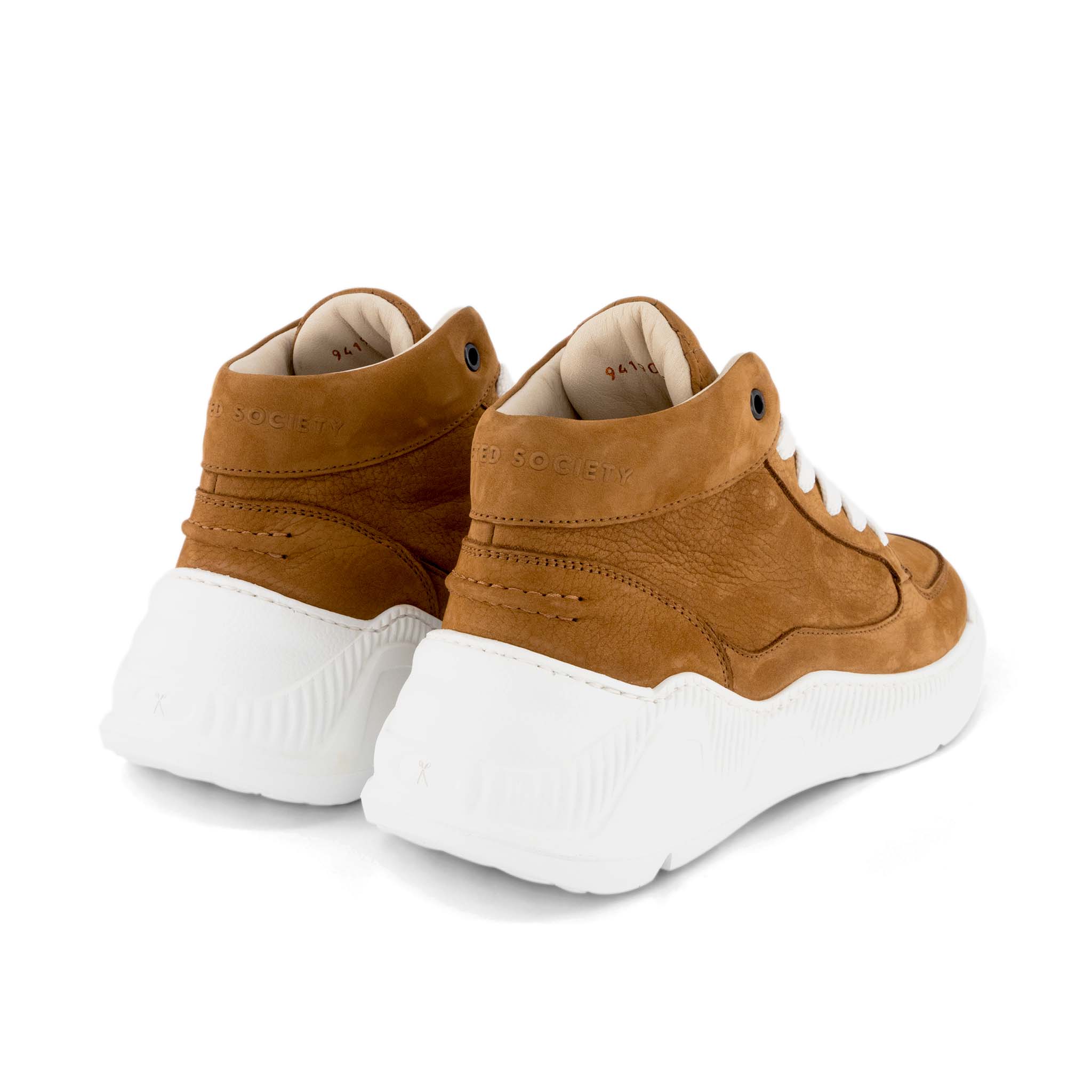 Dante Mid Top Sneaker | Cognac Nubuck Italian Leather | White Outsole | Made in Italy