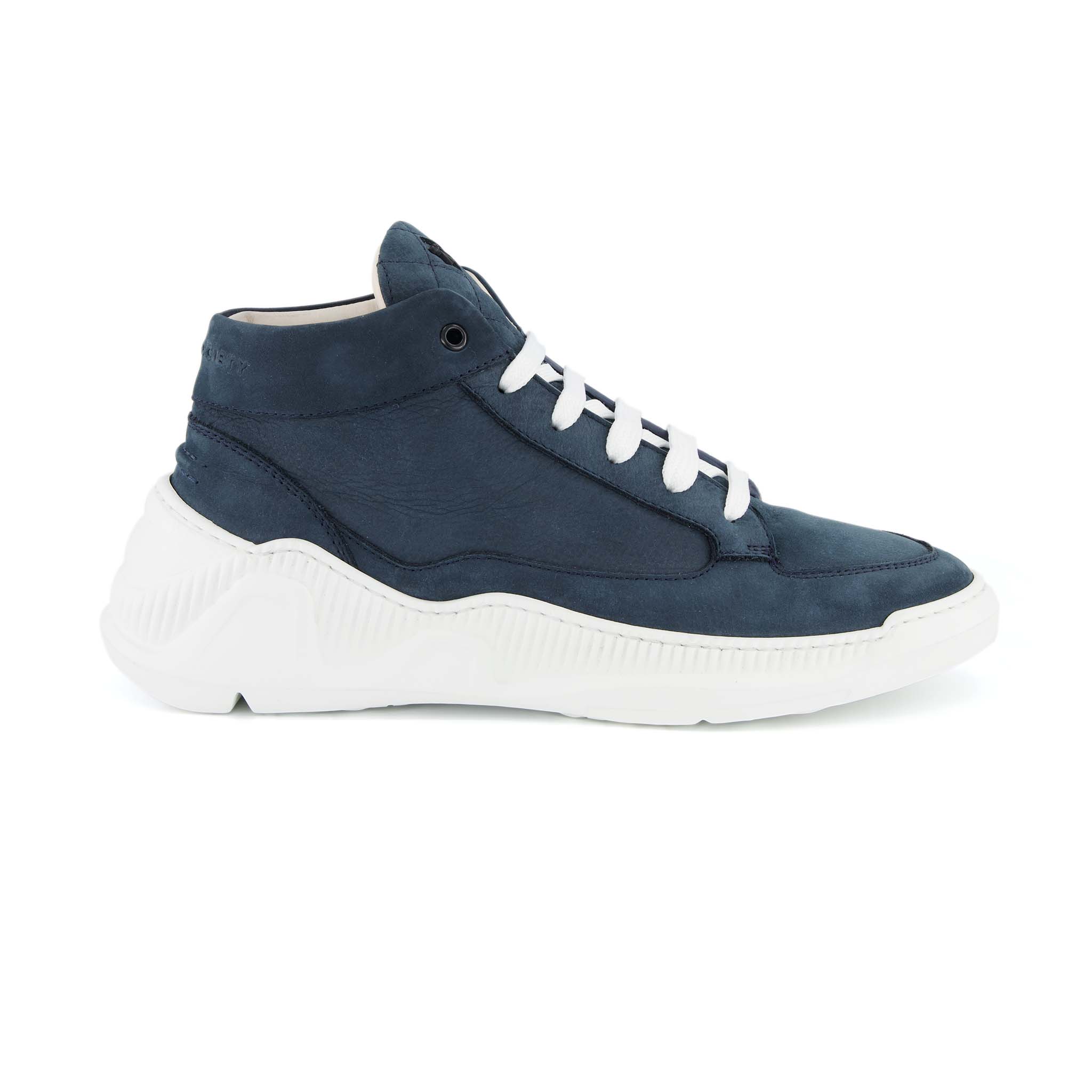 Dante Mid Top Sneaker | Navy Nubuck Italian Leather | White Outsole | Made in Italy | Size 42