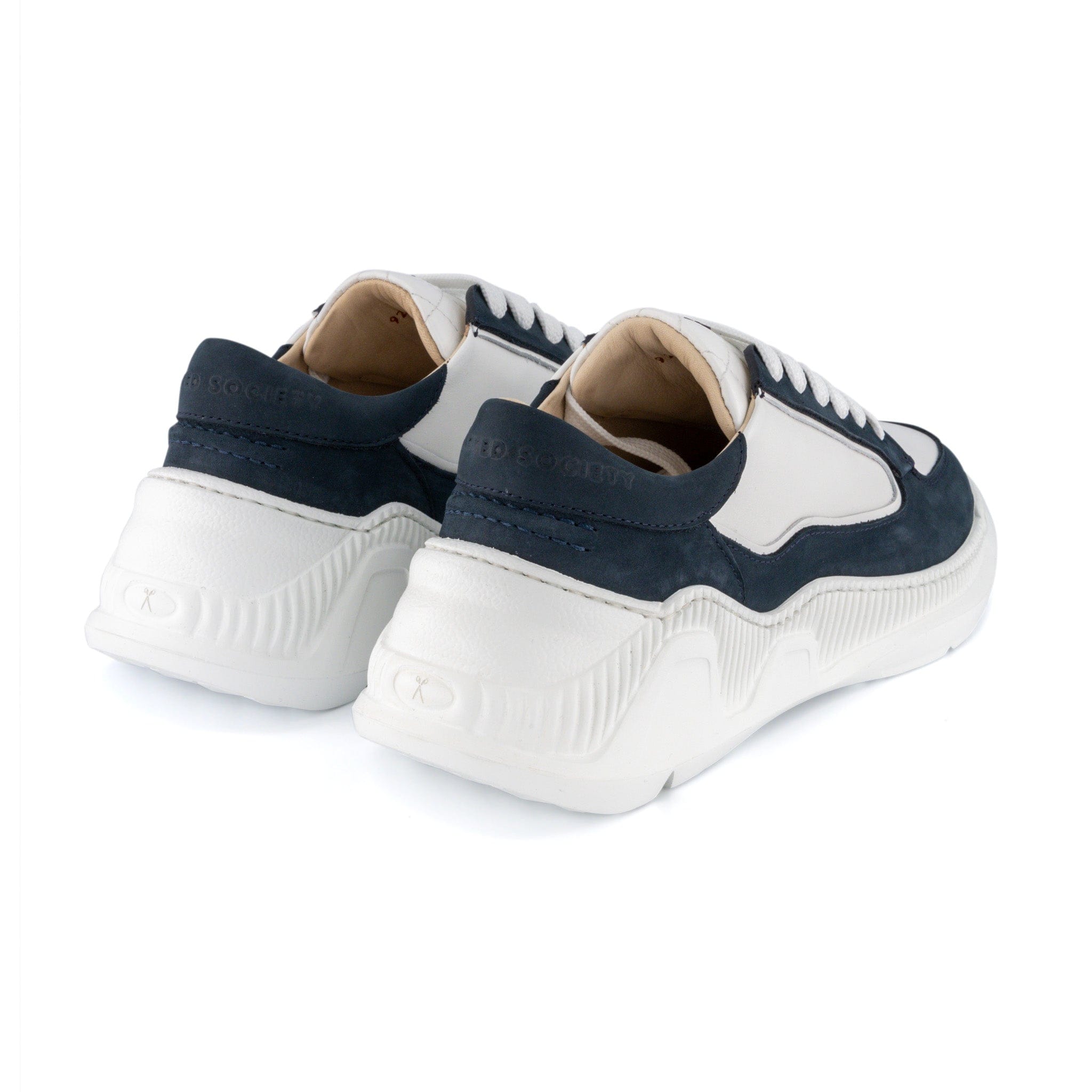 Nesto Low Top Italian Leather Sneaker | Navy and White | Made in Italy | Size 40