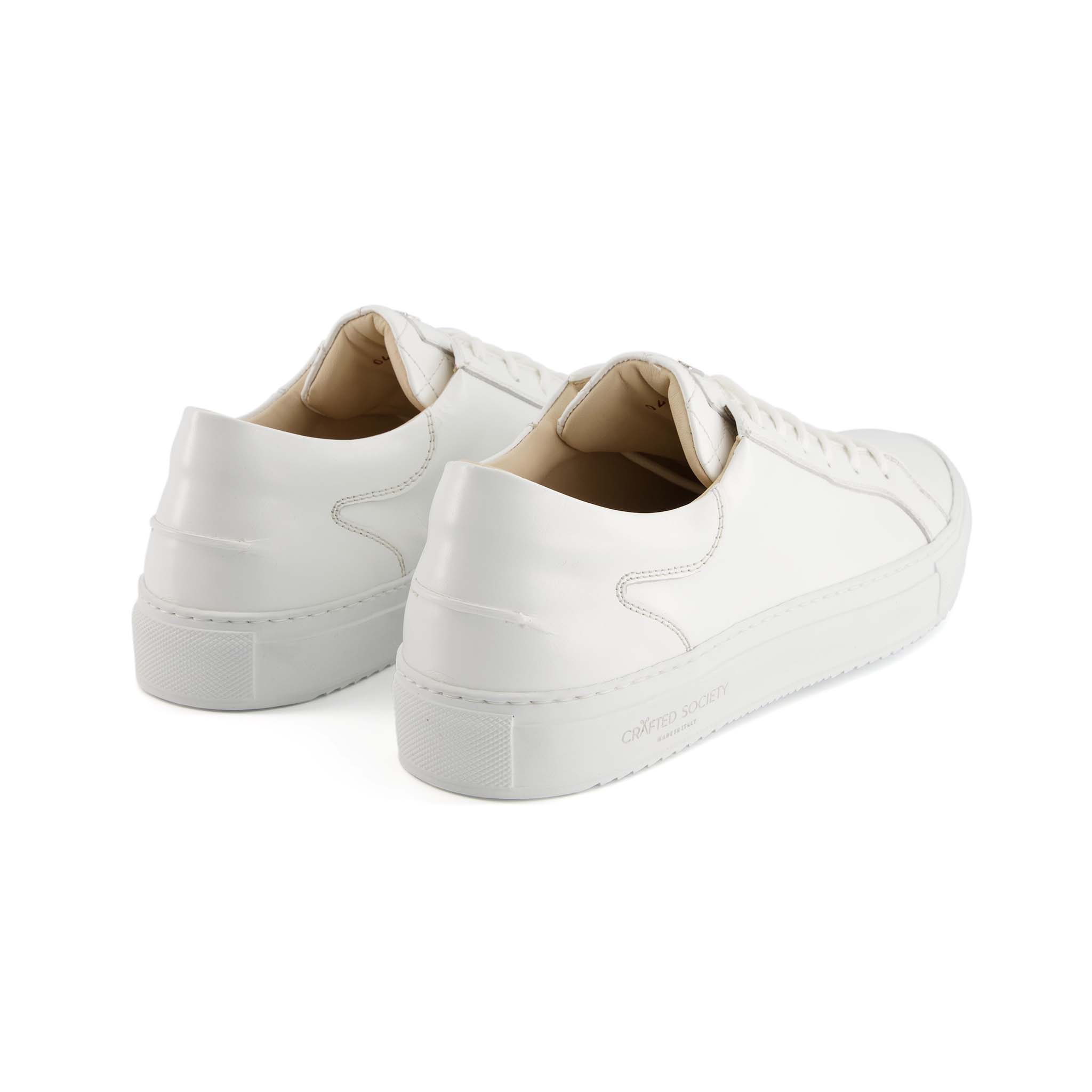 Mario Low Refined Sneaker | White Full Grain Leather | White Outsole | Made in Italy