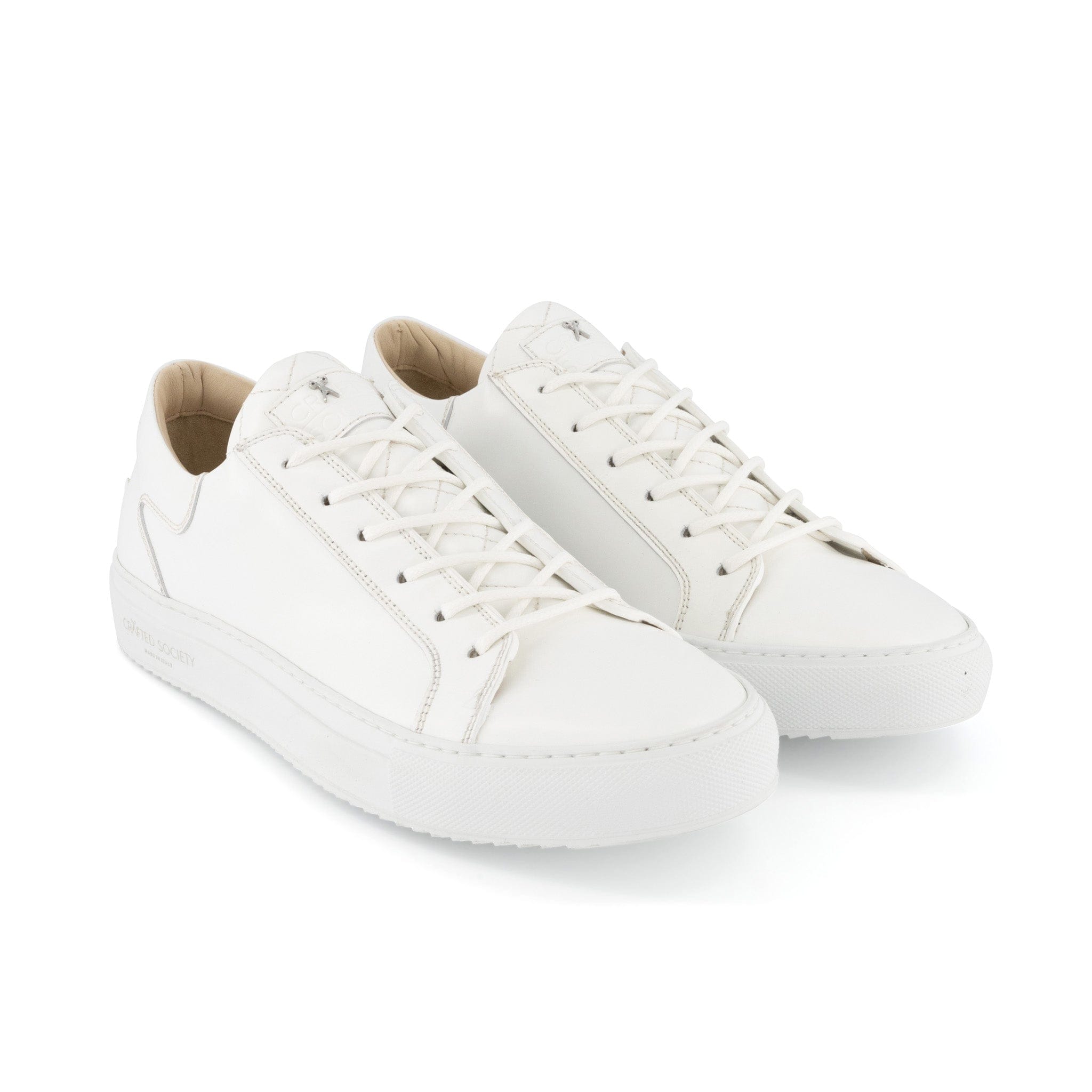 White Low Top Sneakers - Italian Leather Shoes