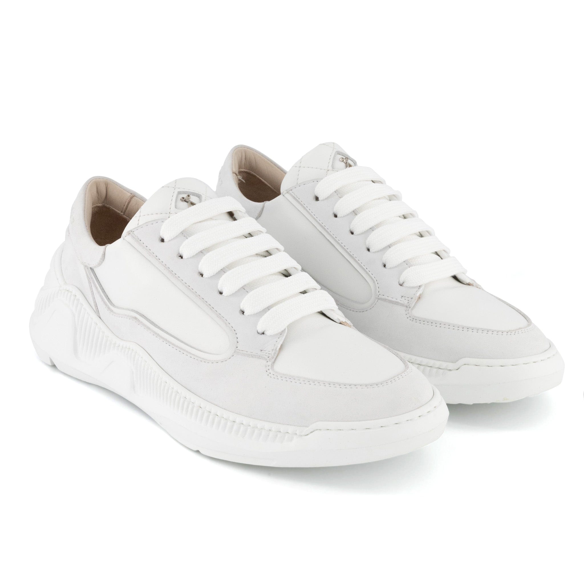 Nesto Low Top Italian Leather Sneaker | All White | White Outsole | Made in Italy