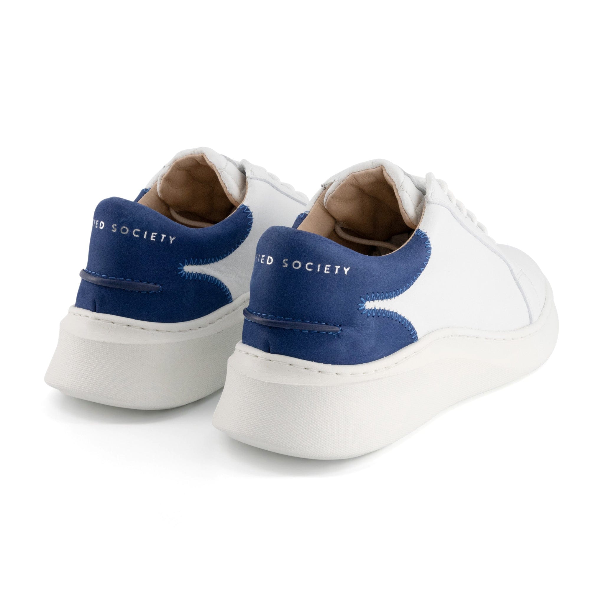 Matteo Low Top Sneaker | White & Royal Blue Full Grain Leather | White Outsole | Made in Italy