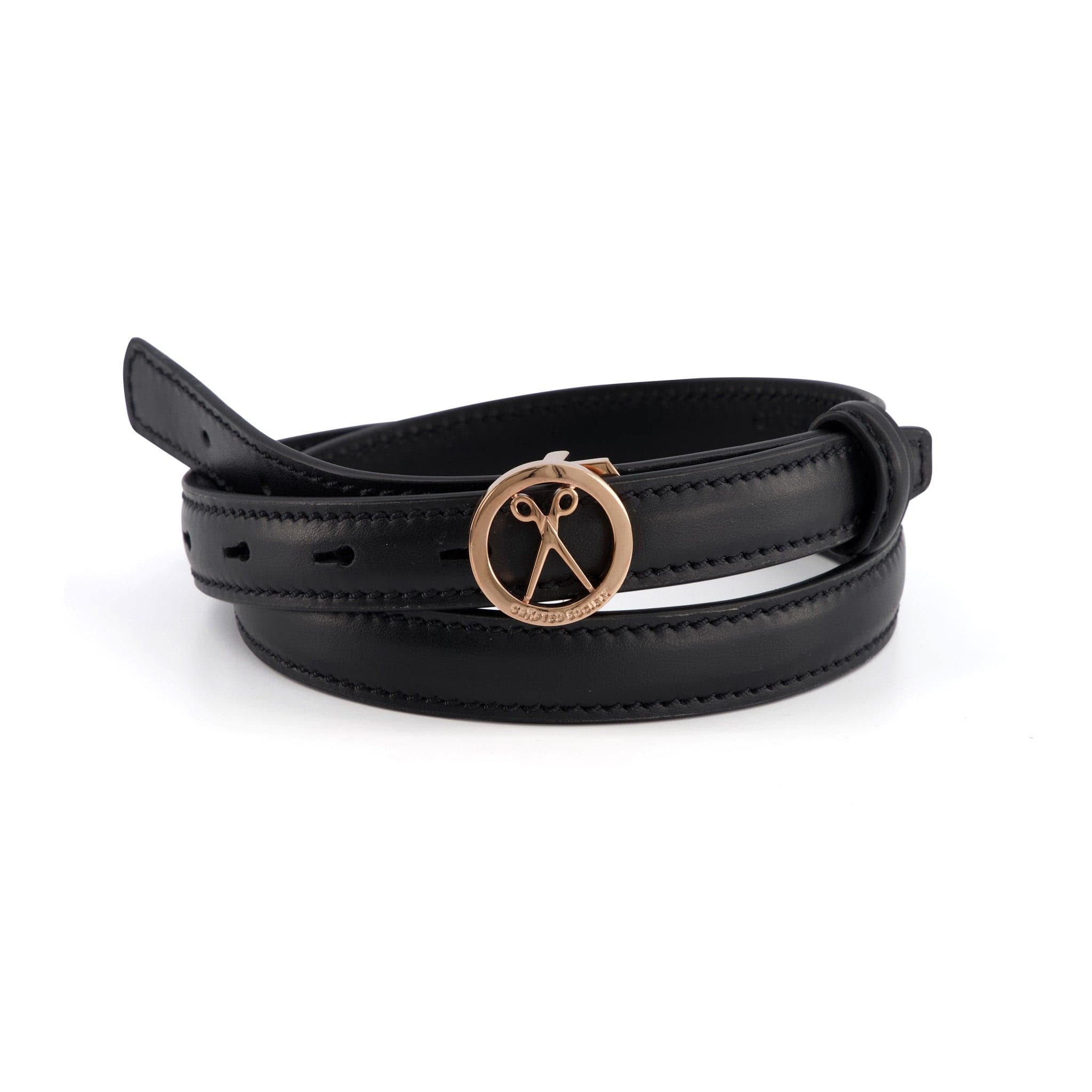 Black Nappa Leather Belt | 2.0cm | 2 Buckles | Made in Italy