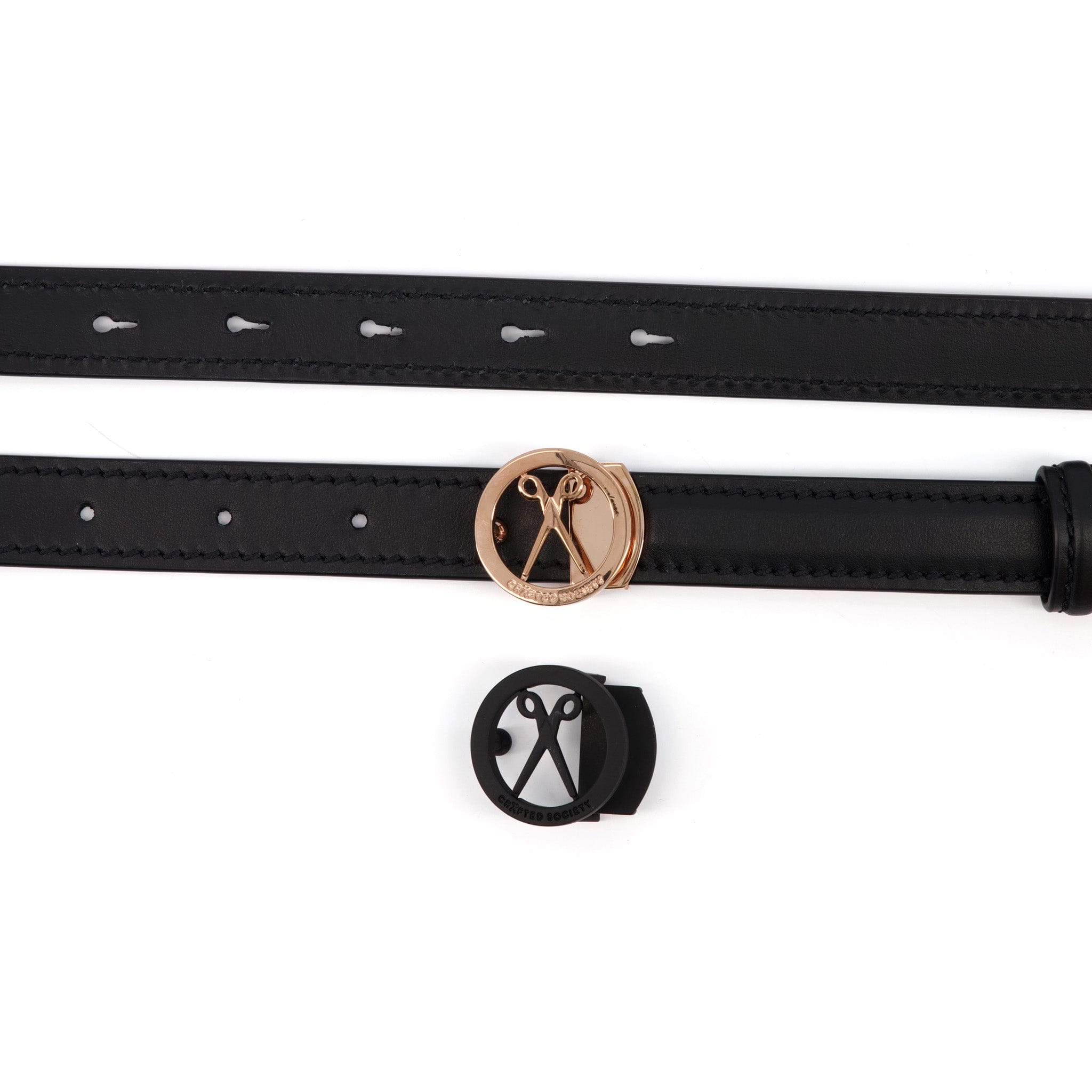 Black Nappa Leather Belt | 2.0cm | 2 Buckles | Made in Italy