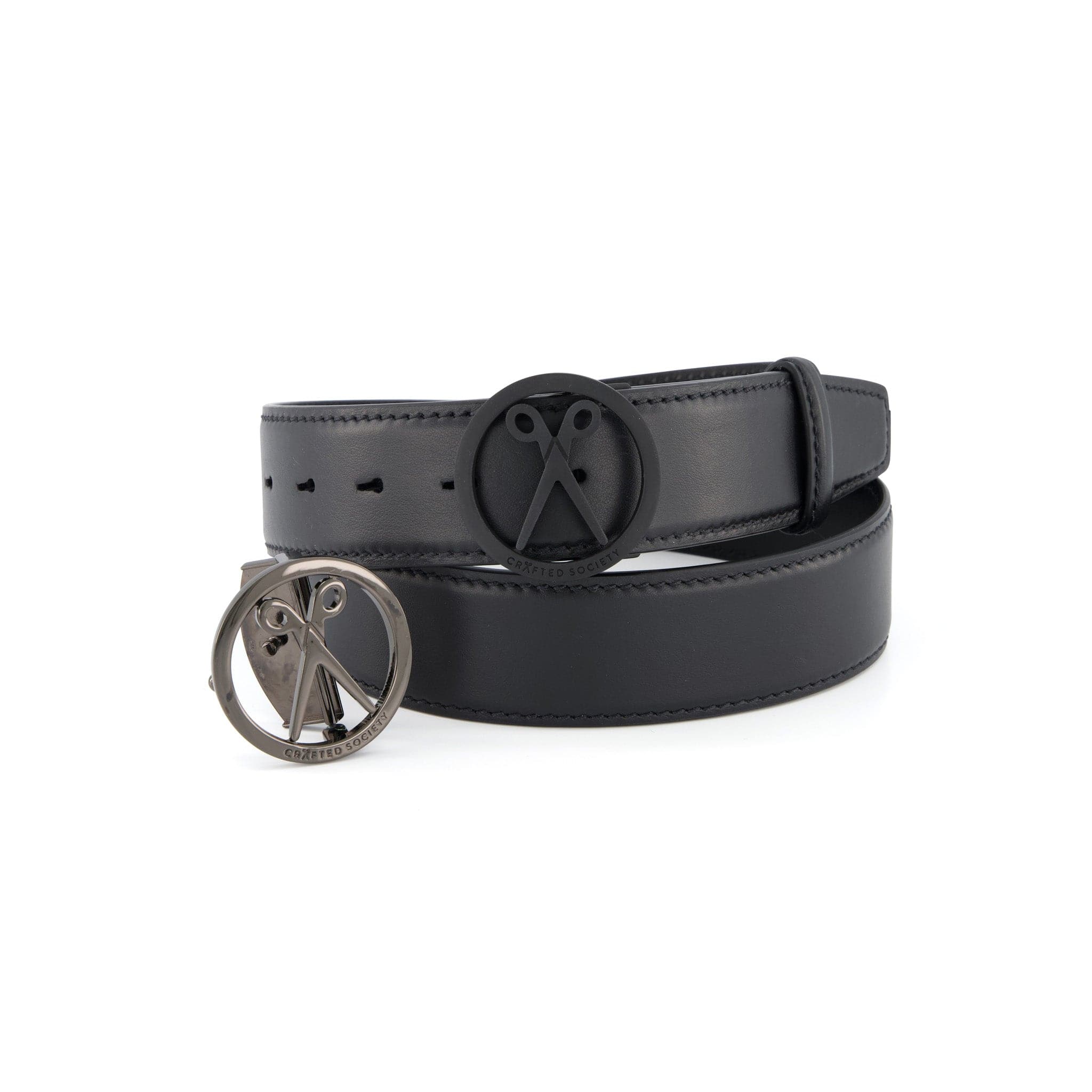 Black Nappa Leather Belt | 4.0cm | 2 Buckles | Made in Italy