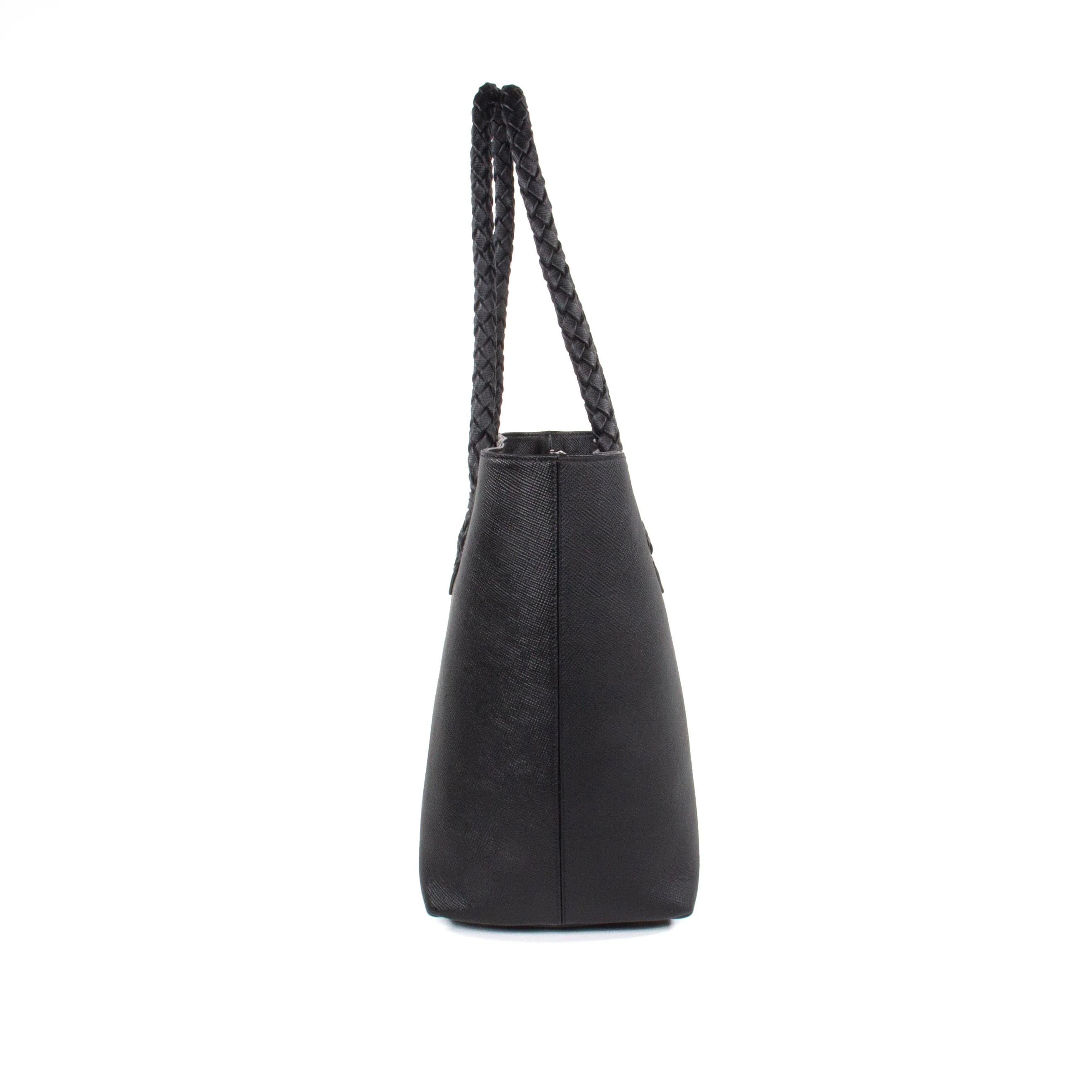 Luisa Tote Bag | Black Saffiano Leather | Made in Italy