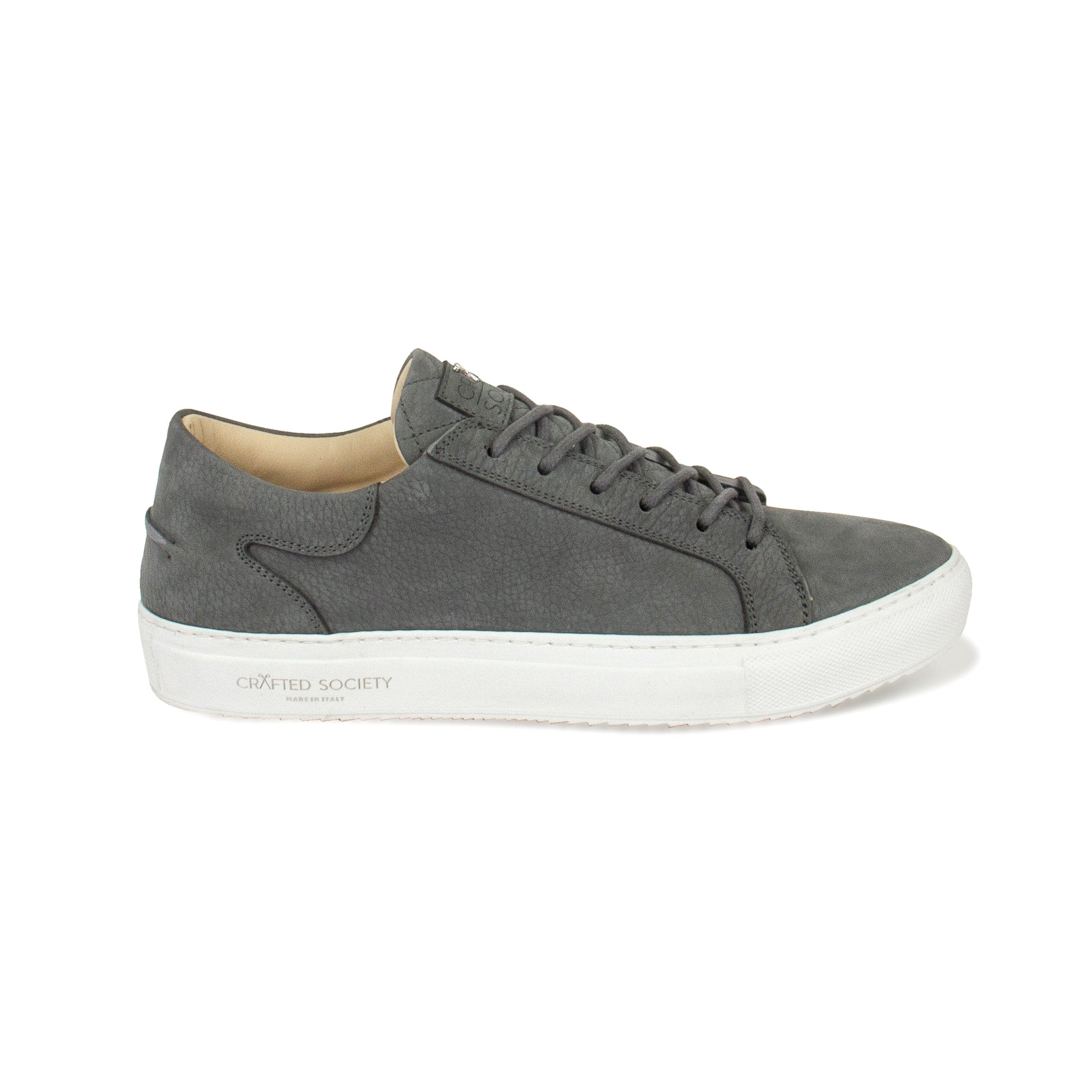 Mario Low Refined Sneaker | Dark Grey Nubuck | White Outsole | Made in Italy | size 40
