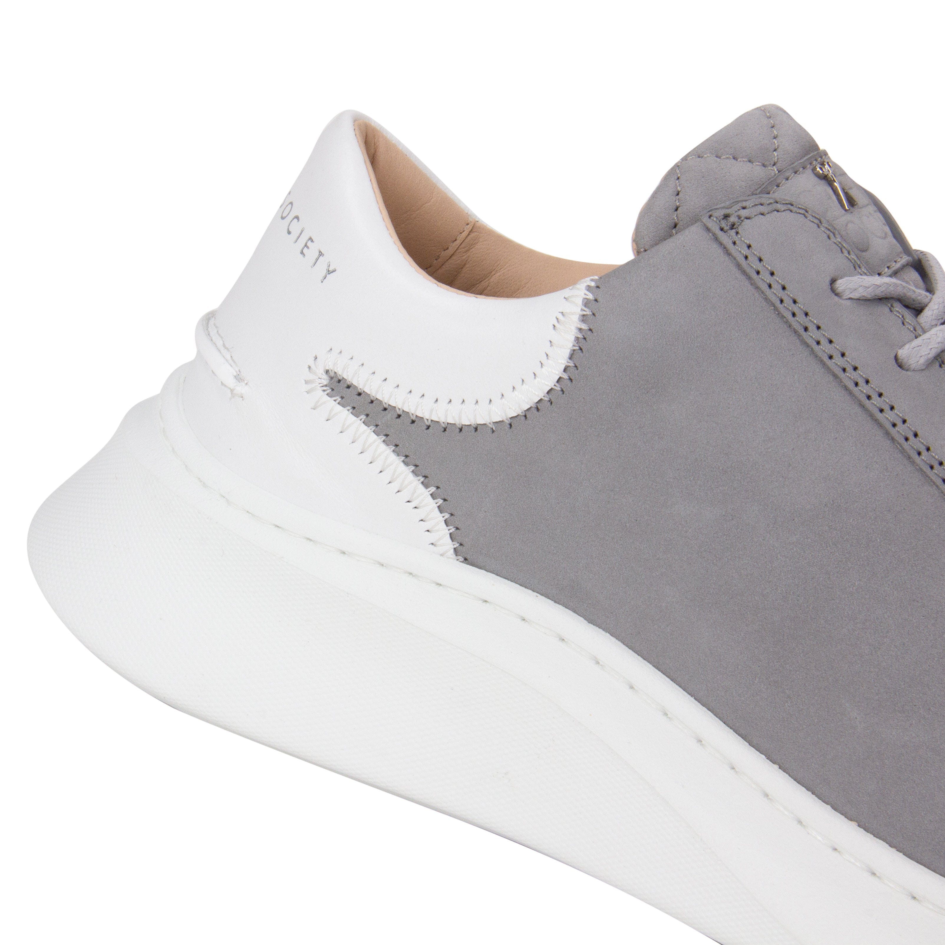 Matteo Low chunky Sneaker | Grey Nubuck & White Full Grain Leather | White Outsole | Made in Italy