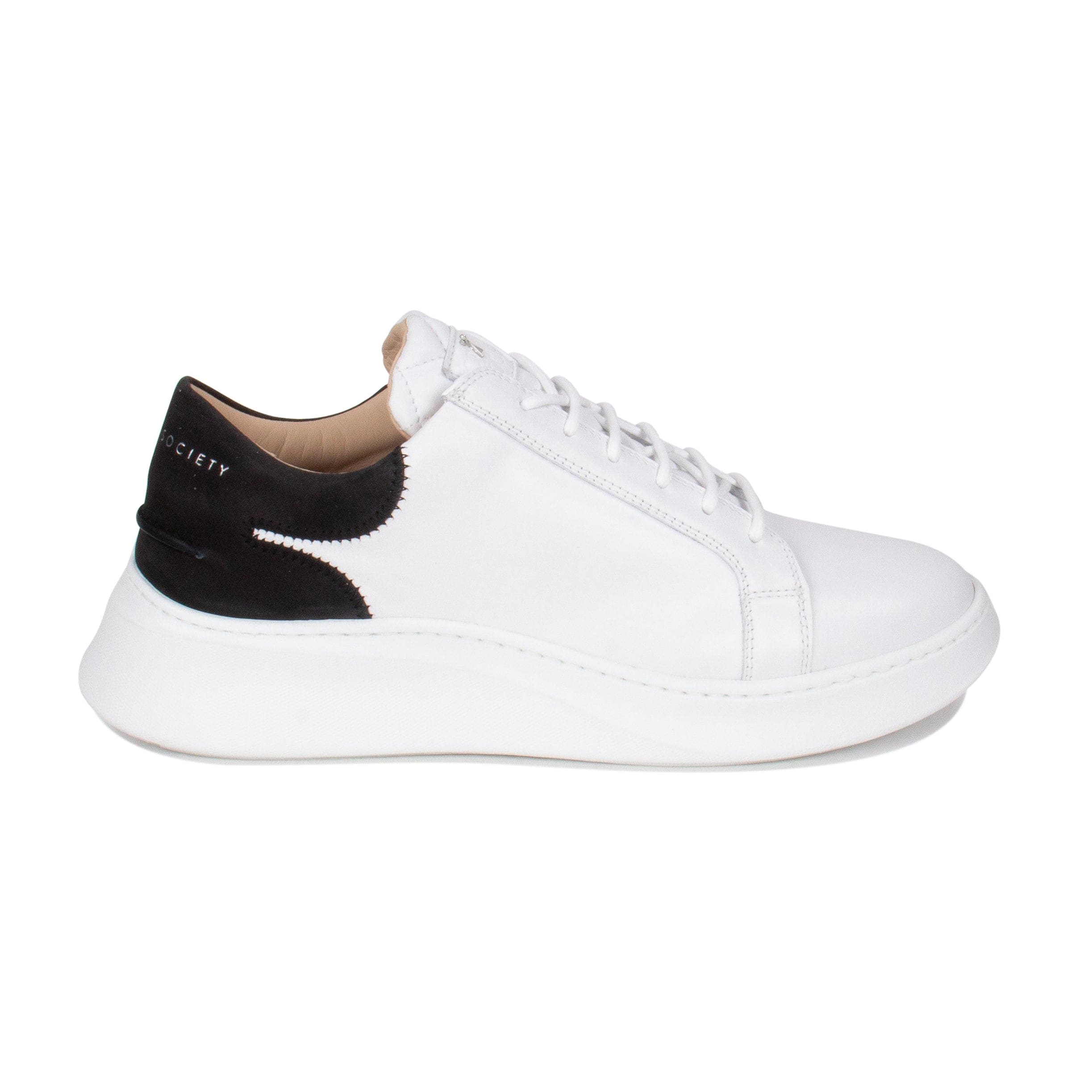 Matteo Low Top Sneaker | White & Black Full Grain Leather | White Outsole | Made in Italy