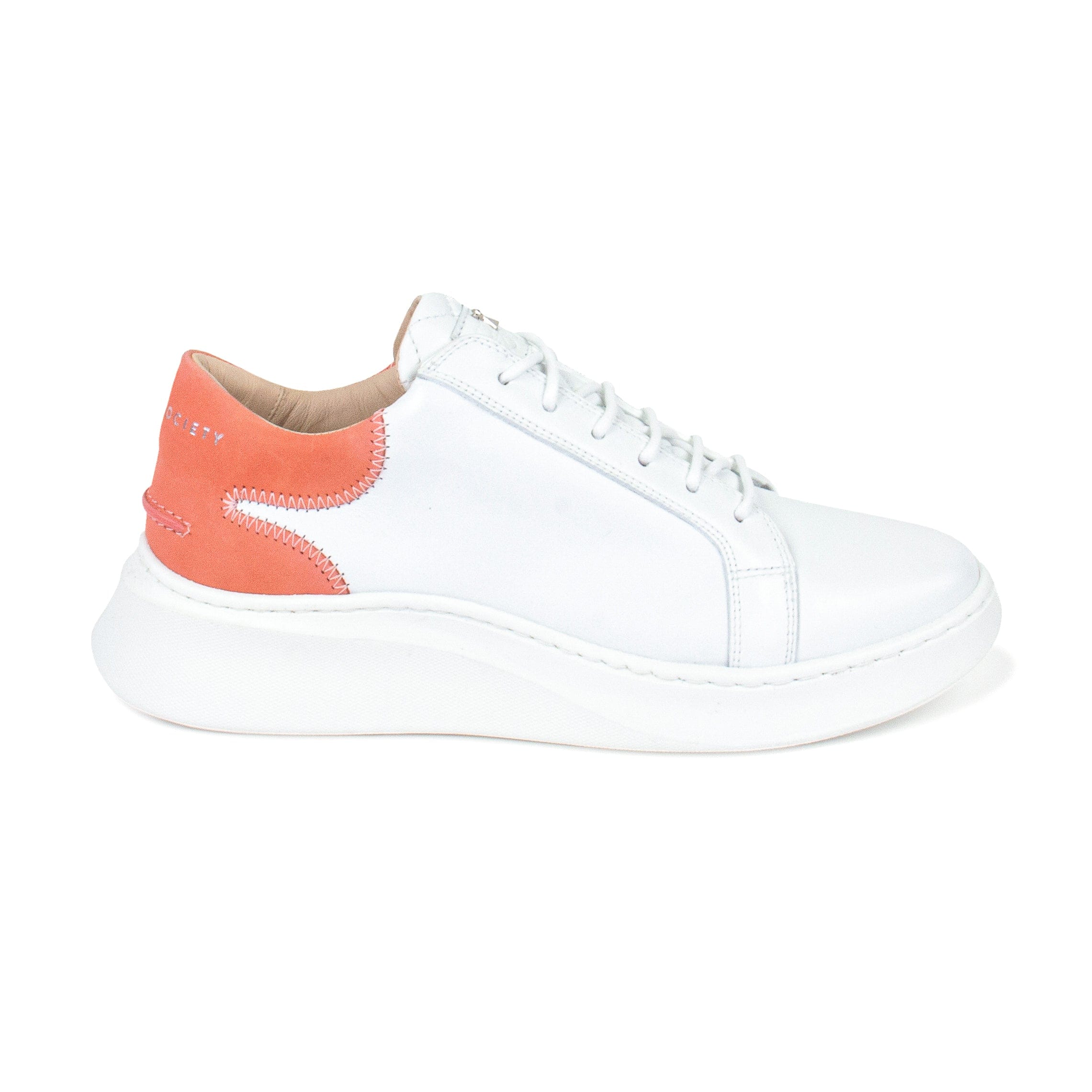 Matteo Low Top Sneaker | White & Pink Full Grain Leather | White Outsole | Made in Italy