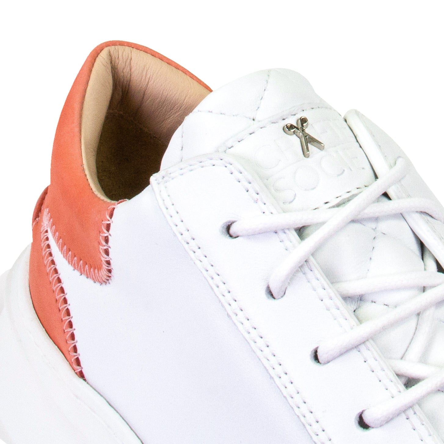 Matteo Low Top Sneaker | White & Rose Full Grain Leather | White Outsole | Made in Italy