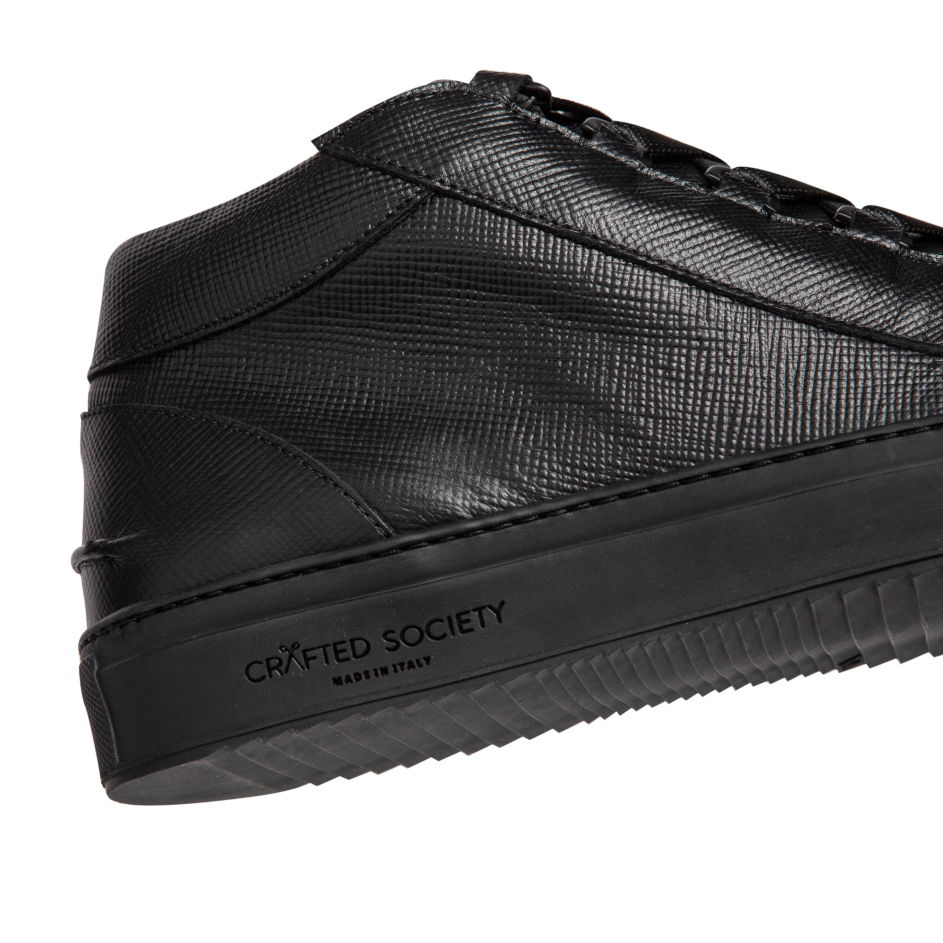 Rico Mid Sneaker Black Saffiano Leather Black Outsole Sideview