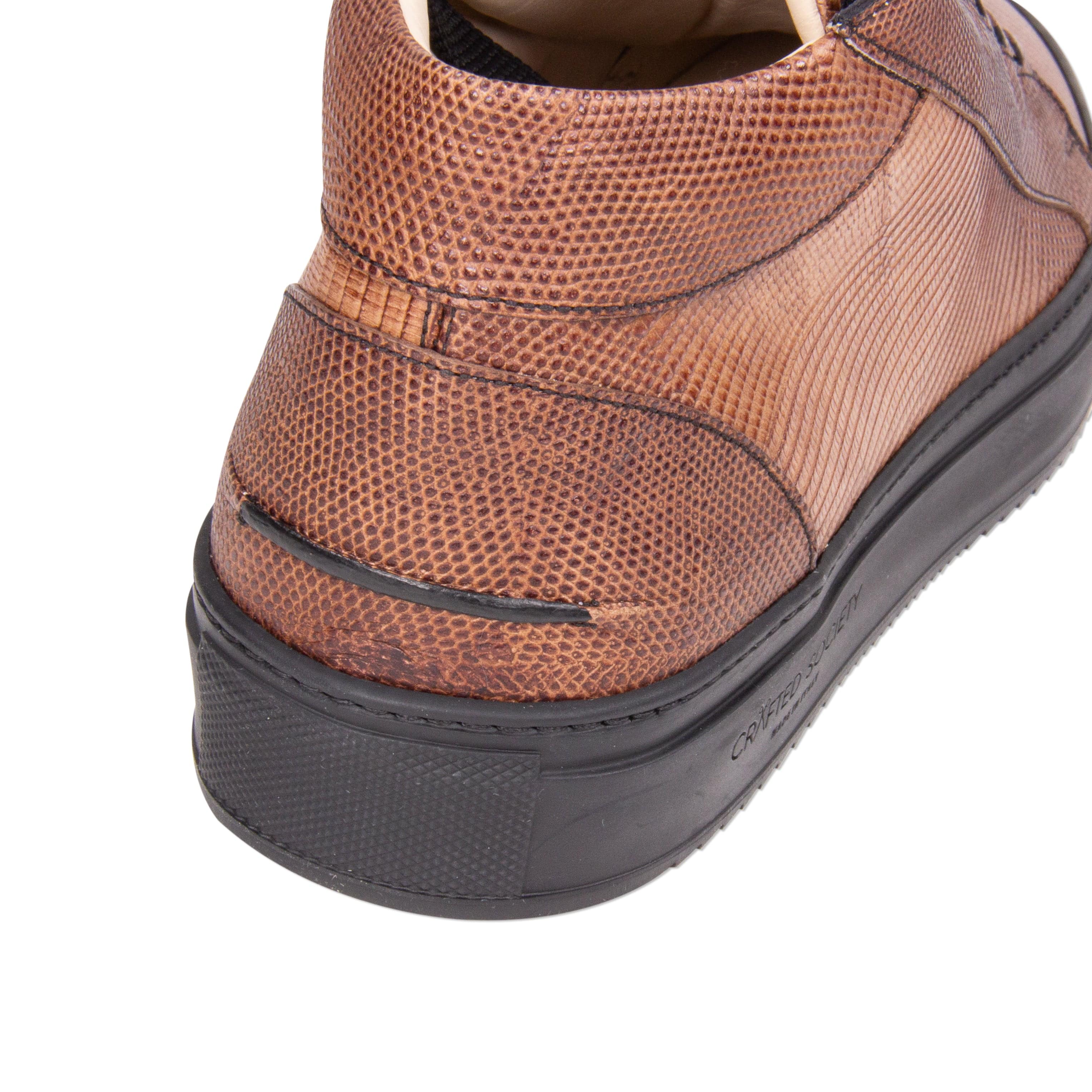 Rico Mid Sneaker Brown Stingray effect leather Black Outsole Backview