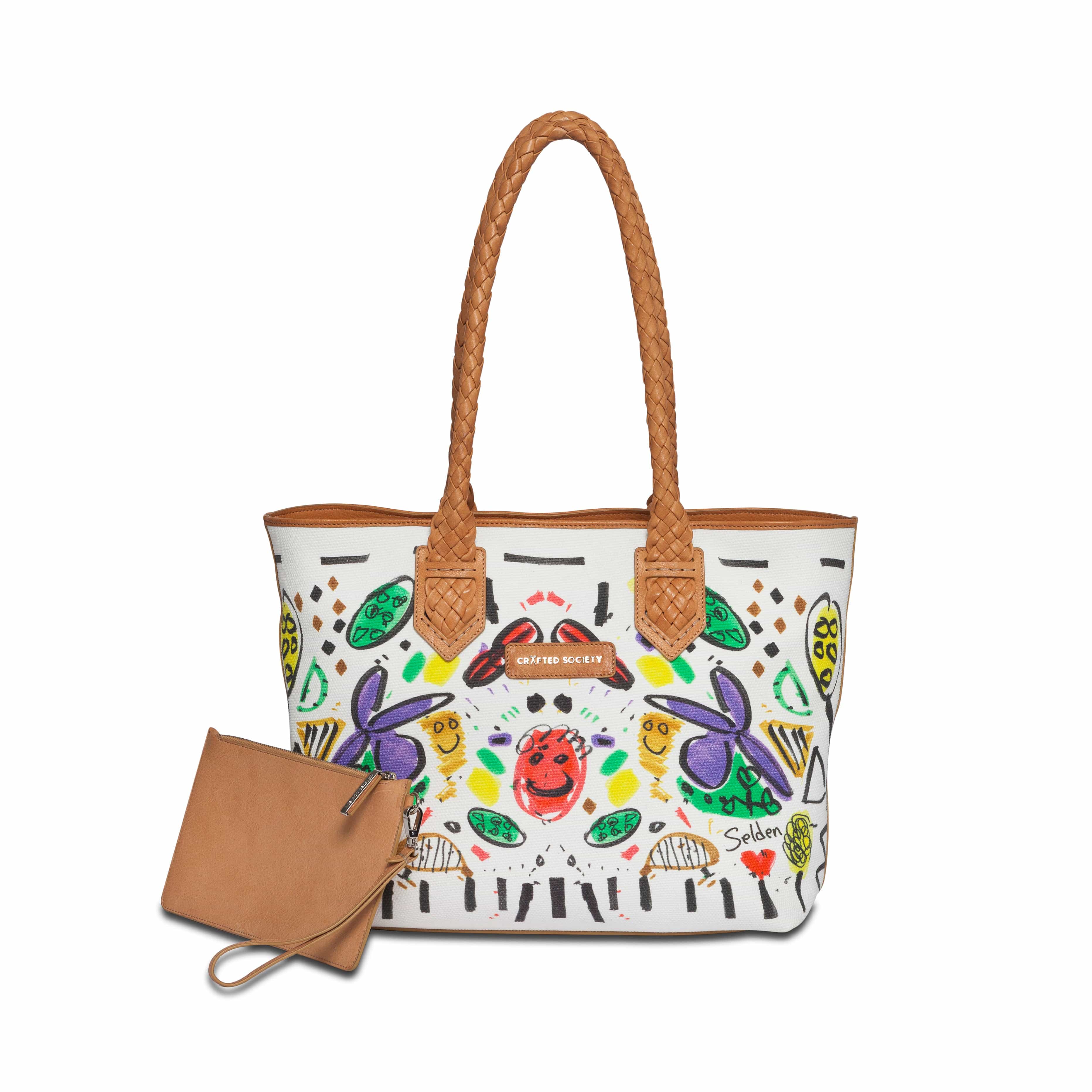 Tote - Selden Art Canvas & Vachetta Leather | Made in Italy