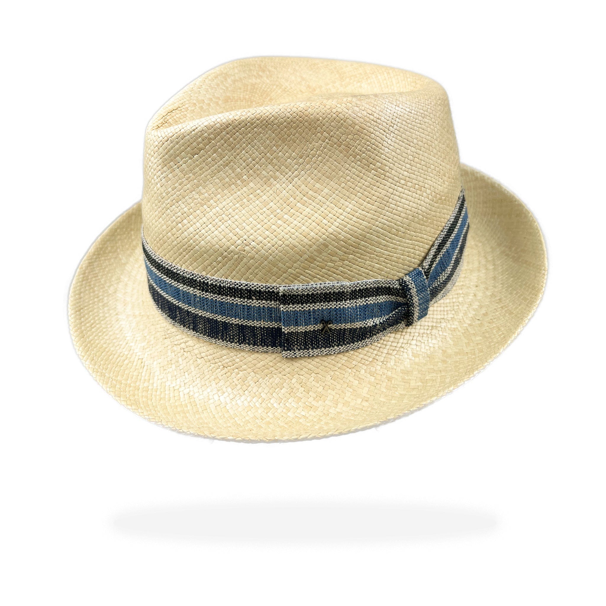 Unisex | Trilby Panama Hat | Natural Toquilla | Blue Multi Band | Made in Italy