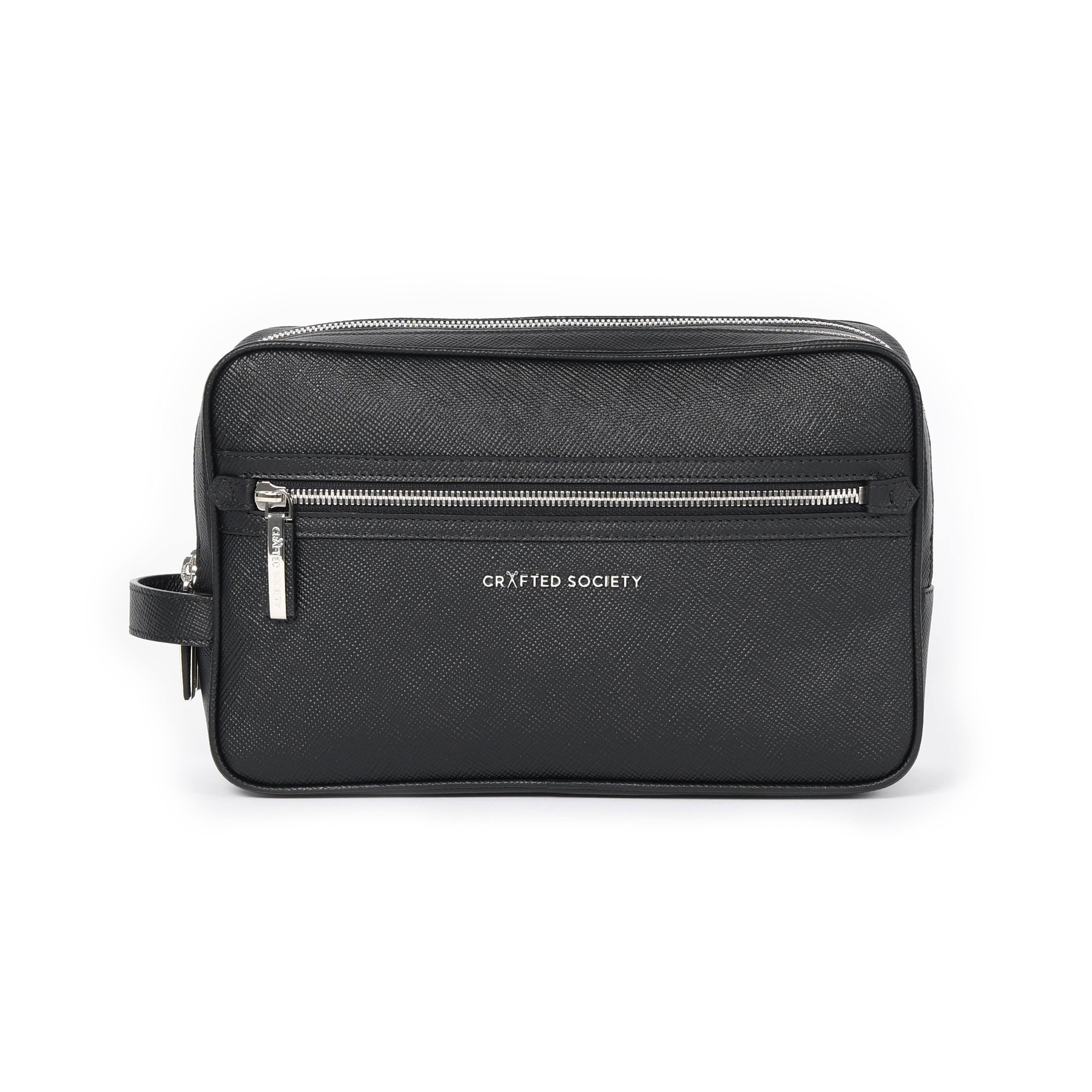 Edy Wash Bag | Black Saffiano Leather | Made in Italy