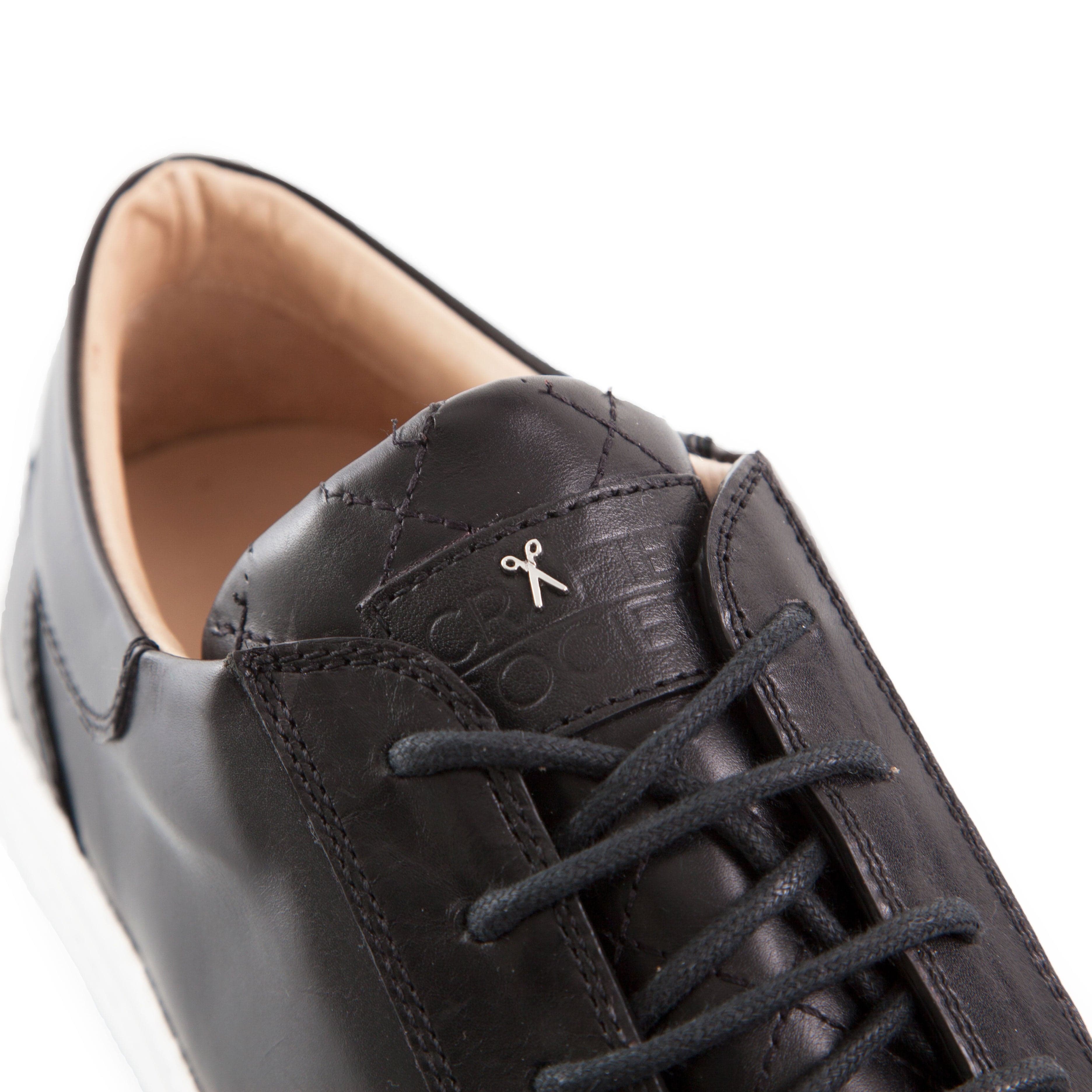 Mario Low Refined Sneaker | Black Full Grain Leather | White Outsole | Made in Italy | Sizes 39, 40, 41, 42 & 43